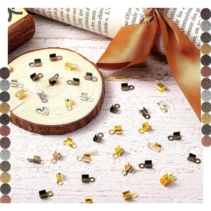 Diy Crafts 450 Pcs, White Nickel, Fold Over Cord Ends Cord Crimp End Tips Fold-Over End Caps Leather Ribbon Ending Clasp Tips Jewelry Connector For End Cap J (450 Pcs, White Nickel)