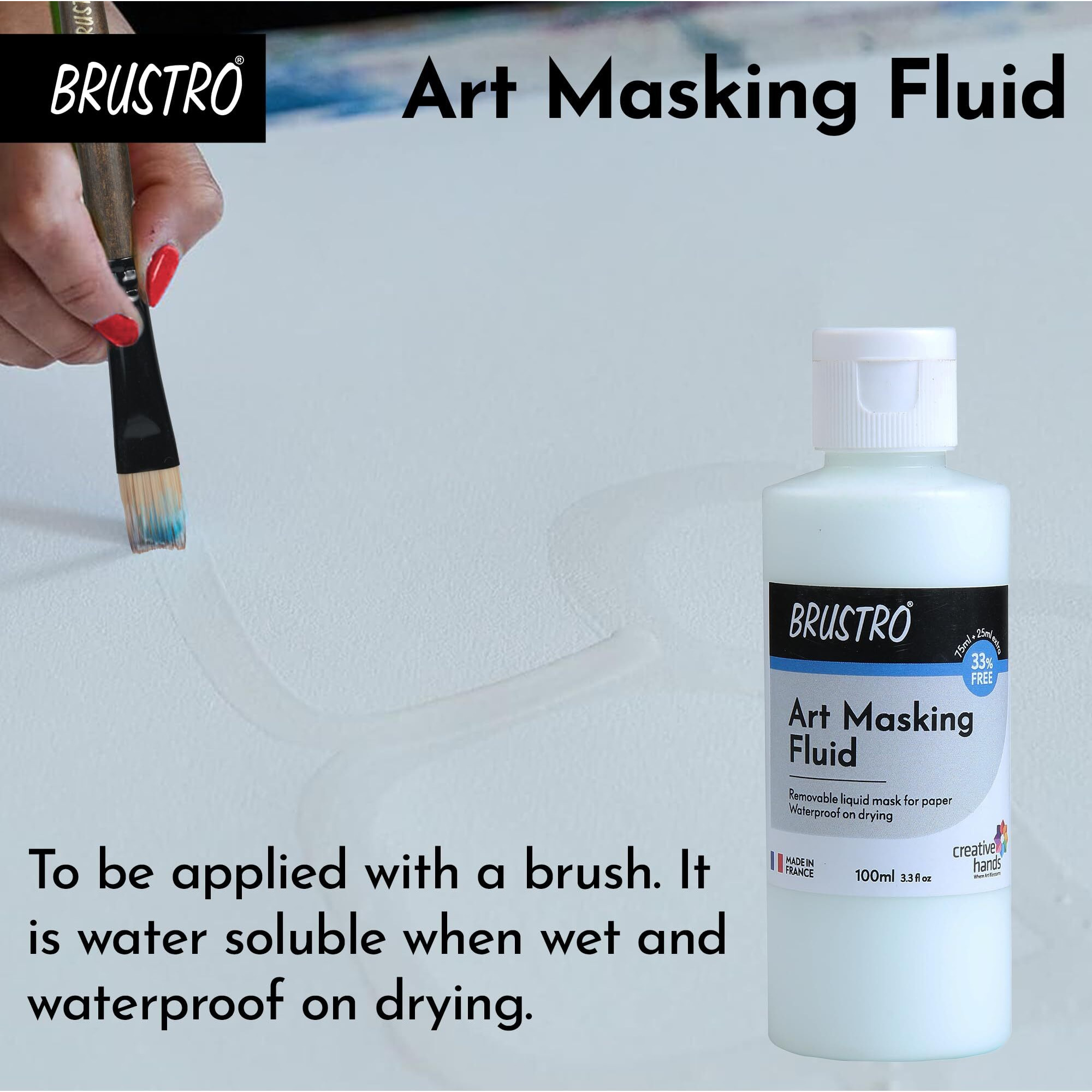 Brustro Professional Art Masking Fluid | 100Ml (75Ml + 25Ml) | Art Watercolour Tape, Ideal For Artists, Students, Working With Watercolor, Ink, Paint, Gouche Colours.