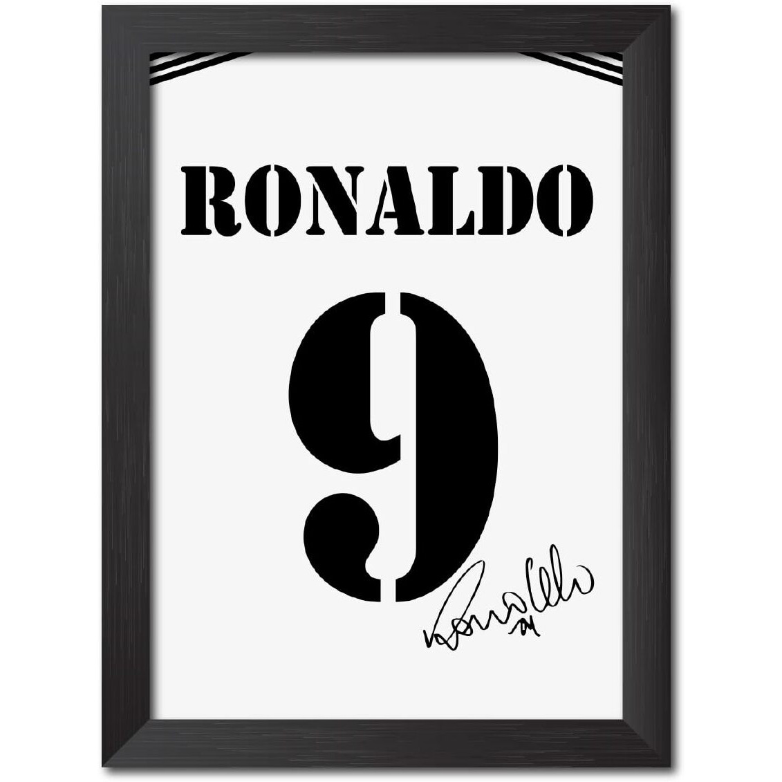Tenorarts Ronaldo Nazario R9 Poster Frame Madrid Jersey Laminated Photo Print With Signature Framed Painting With Matt Finish Black Frame (12 Inches X 9Inches)