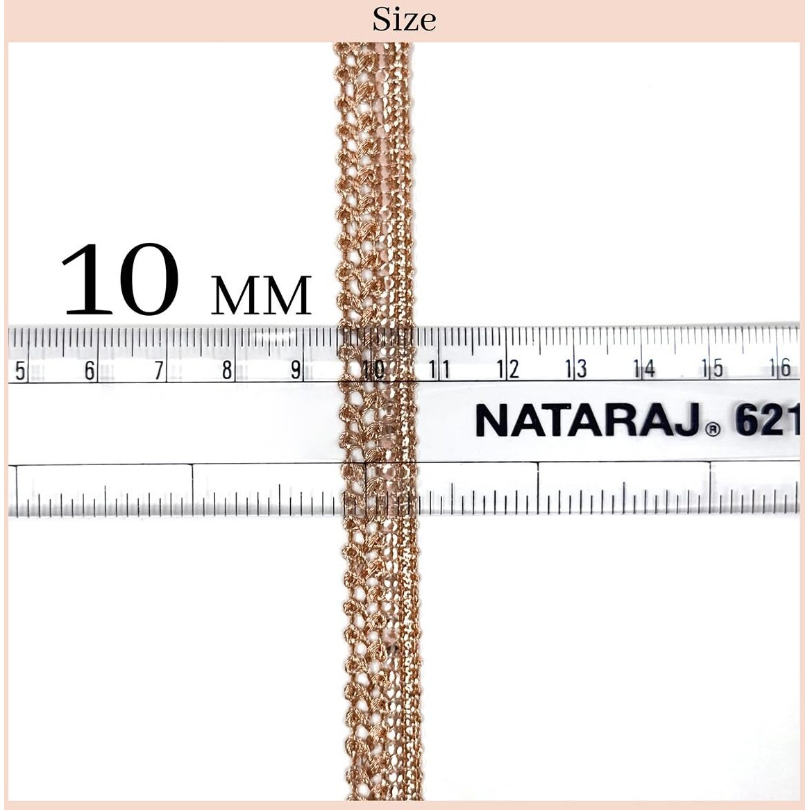 Embroiderymaterial Zari Lace With Shining Sequence Sitara For Saree Border, Blouse, Dupatta Border, Lehenga, Kurti Etc (18 Meters, Rose Gold, 10Mm Wide)