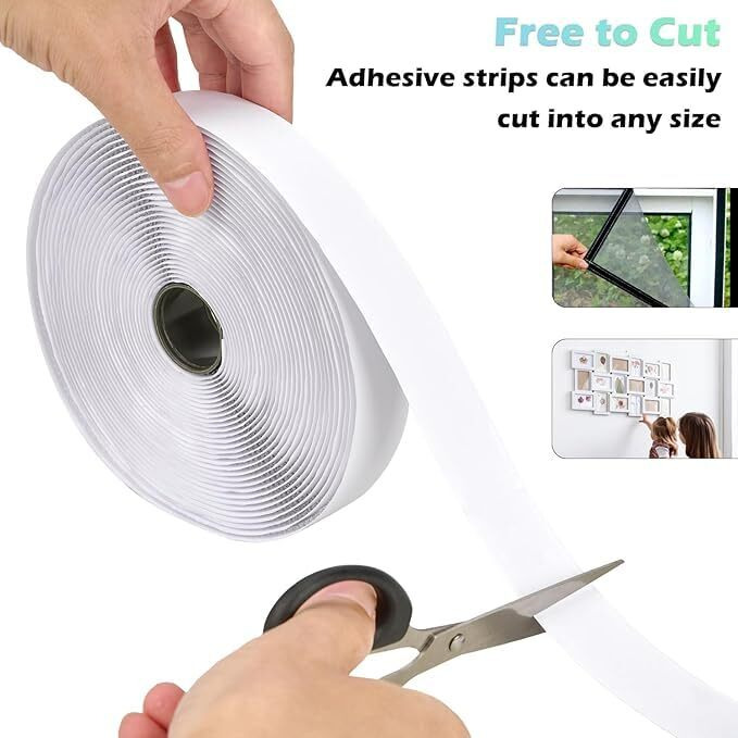 Sulsha Enterprise Self Adhesive Hook Tape & Self Adhesive Loop Tape For Stationary, Pictures, Tools, Household Purposes, Schools And Office (10M X 25Mm Hook & Loop Tape, White Color)