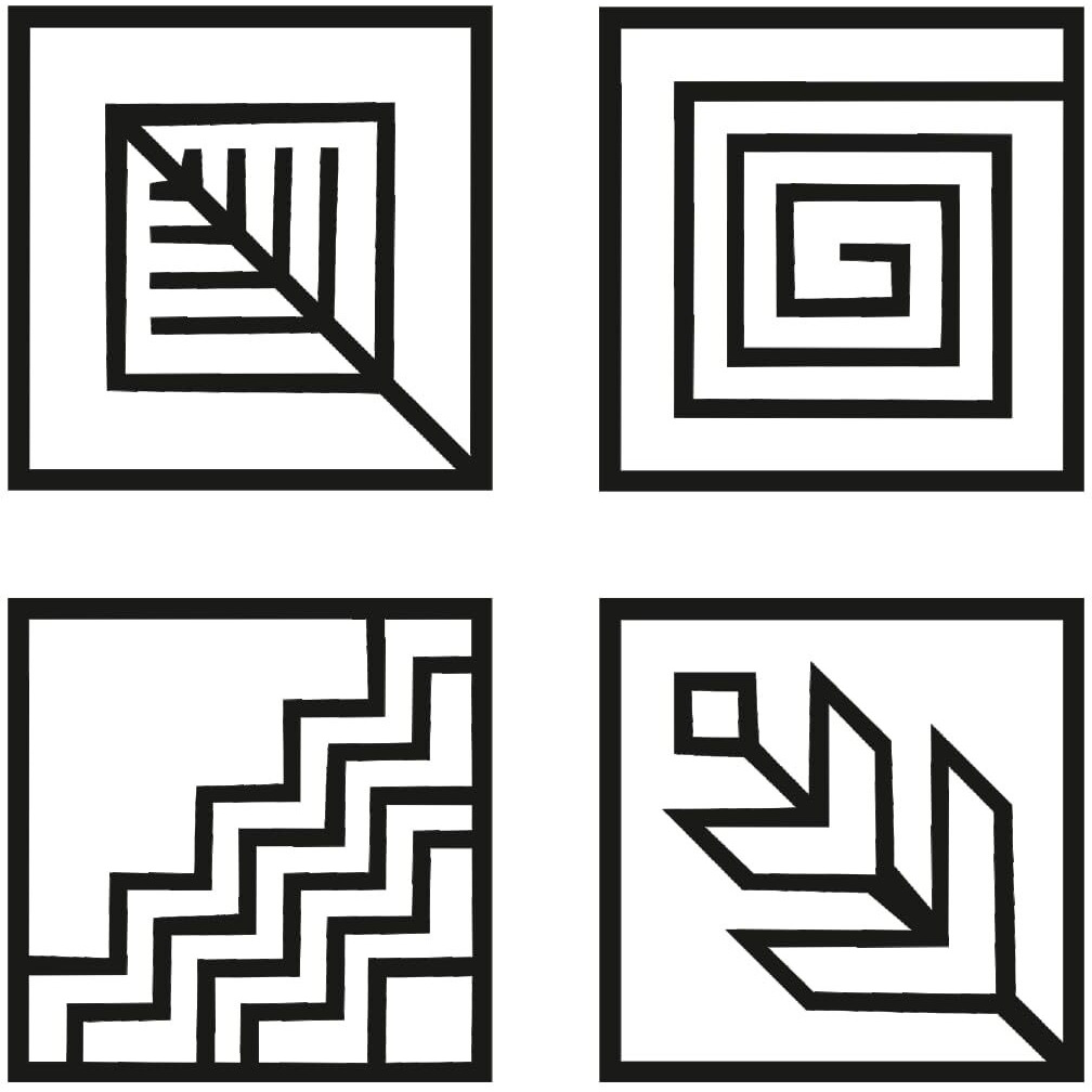 My Dream Carts Black Four Elements Wooden Wall Art, Home Decor Items (Each 30X30 Cm) (Set Of 4 Piece)