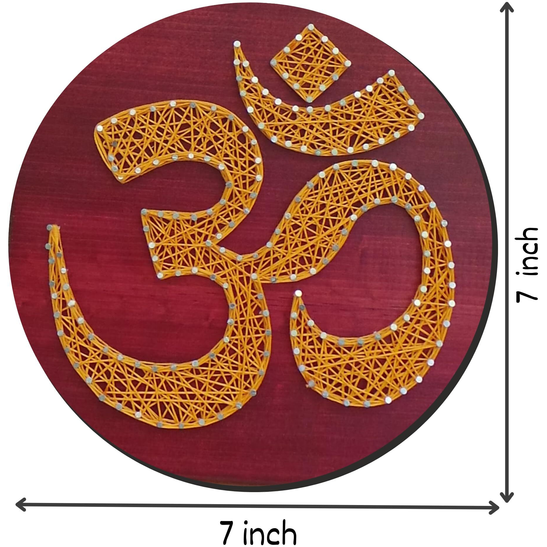 Myskillshaala String Art Aum Kit For Adults - Diy Home Decor With Mdf Board, Embroidery Thread, Hammer, Nails, And Hanging Hook - Use For Hobby, Decor, Gifting And More