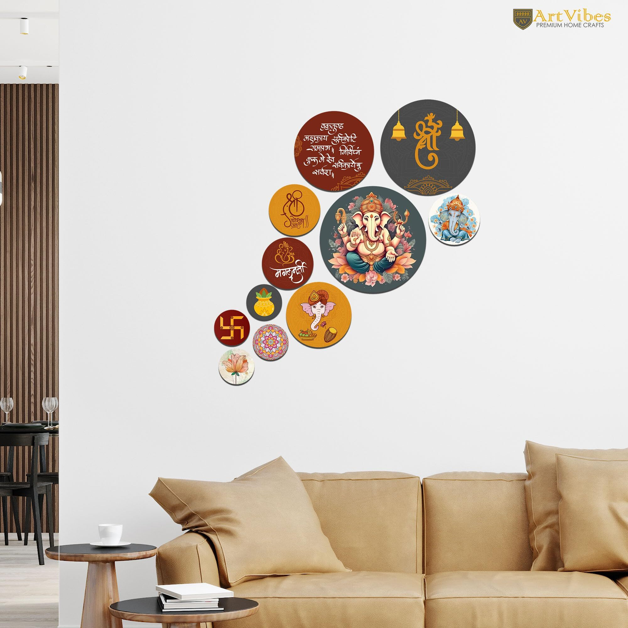 Artvibes Decorative Wooden Wall Hanging Decoration Item For Home | Office | Gift | Decor Art Livingroom, Bedroom | Stylish Modern Artwork (Wps_136N) Pack Of 11 Pieces