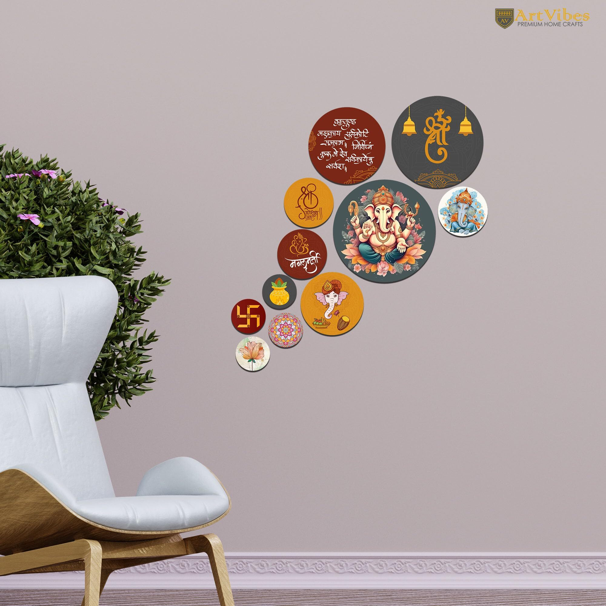 Artvibes Decorative Wooden Wall Hanging Decoration Item For Home | Office | Gift | Decor Art Livingroom, Bedroom | Stylish Modern Artwork (Wps_136N) Pack Of 11 Pieces