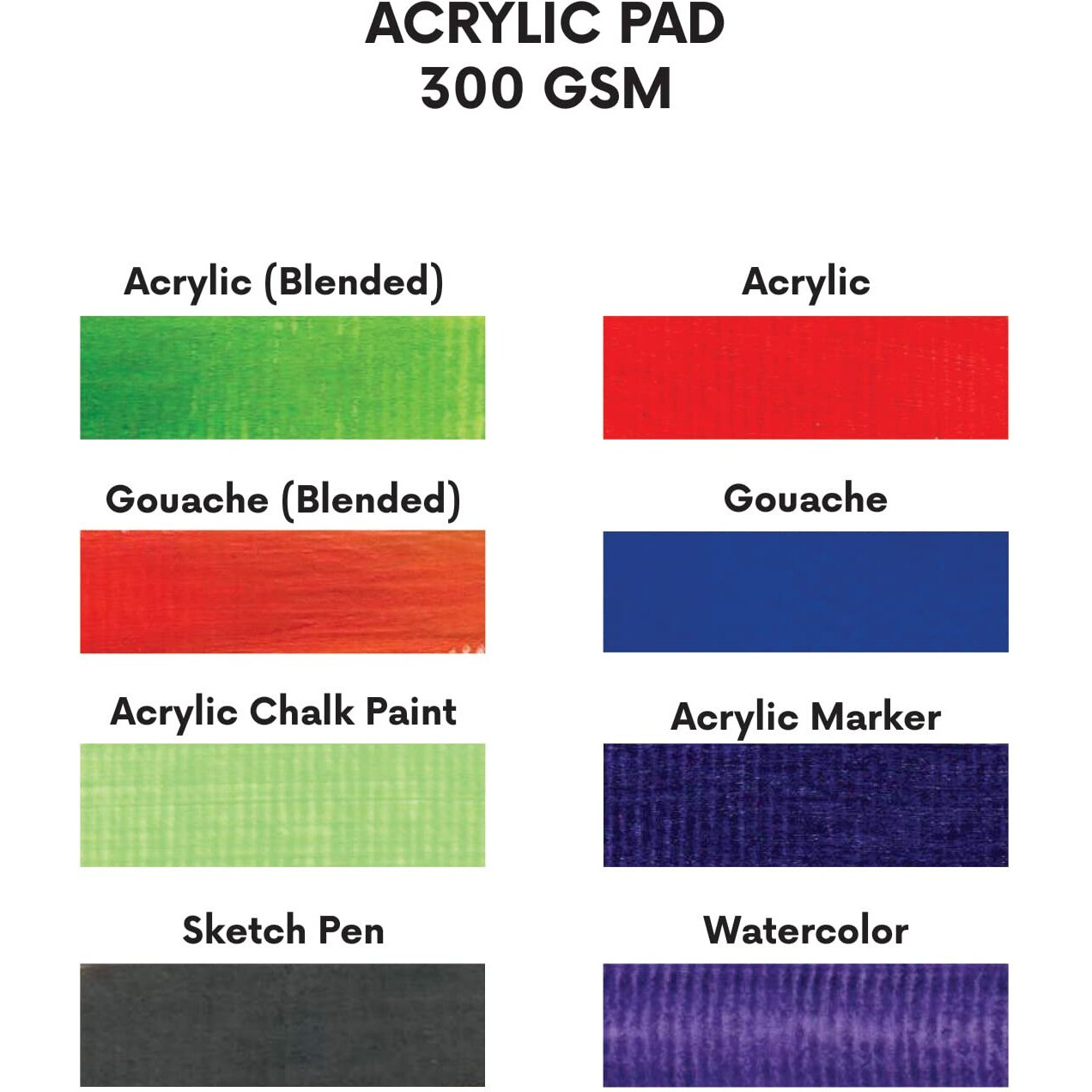 Zen Sangam Artists Square Acrylics Glued Sketch Paper Pad - 300Gsm, Cold Pressed, (24 Sheets) - Canvas Texture Surface (10.5Cm X 10.5Cm) For Acrylics,Tempera,Poster Paint,Heavy-Body Paints,Oil Paints