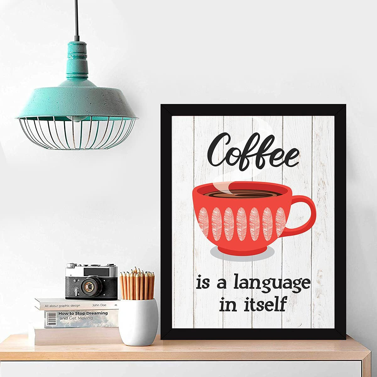 Chaka Chaundh - Coffee Quotes Wall Frames - Kitchen Quotes Wall Frames Decor - Food Quotes Frames For Home & Cafe - Quotes Wall Frames For Dining Room - Coffee Posters For Wall With Frame - (13.6 X 10.6 Inches)