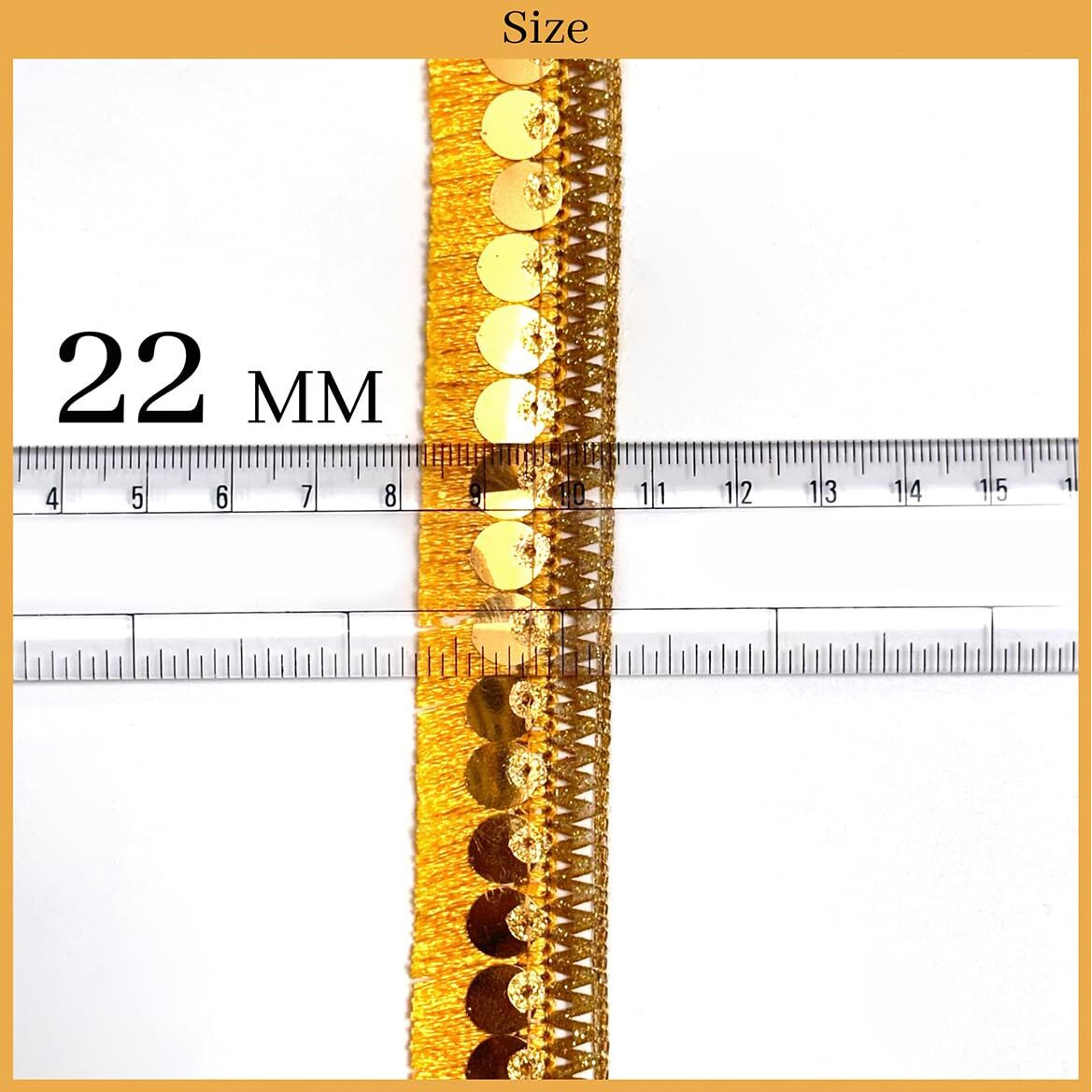 Embroiderymaterial Tassel Designed Shining Zari Lace With Shining Sequence Embroidered Lace For Sewing, Embroidery, Saree Border, Blouse, Dupatta Border, Lehenga, Kurti Etc (18 Meters, Gold, 22Mm Wide)