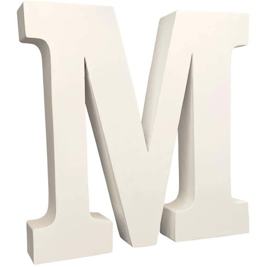 Smartcarewood 6 Inchwhite Wooden M Letter- English Upper Case Alphabets Cutouts For Art And Craft Work (M_White_6 In X 25Mm)