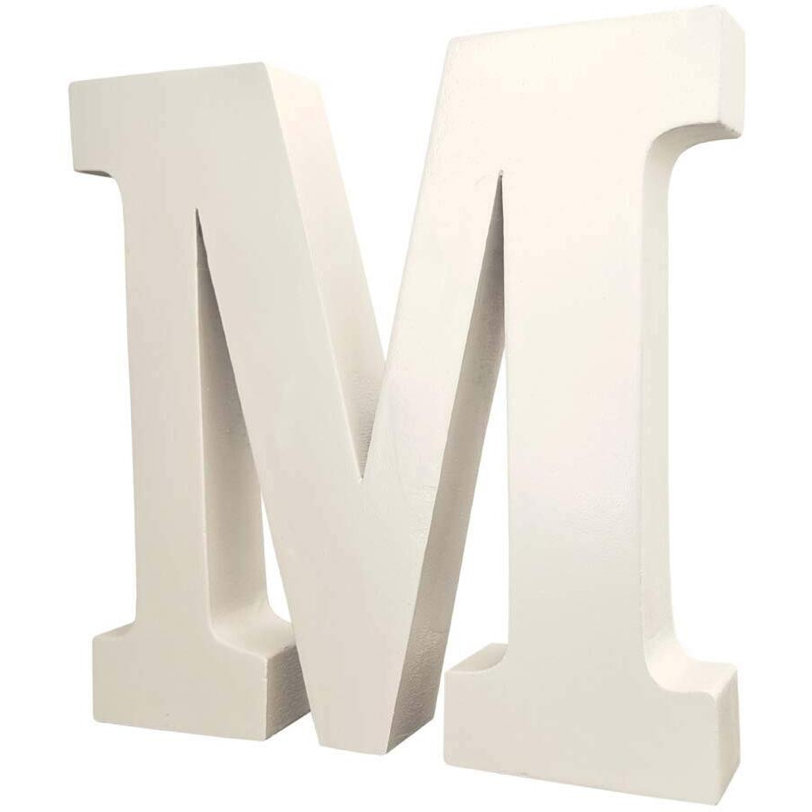 Smartcarewood 6 Inchwhite Wooden M Letter- English Upper Case Alphabets Cutouts For Art And Craft Work (M_White_6 In X 25Mm)