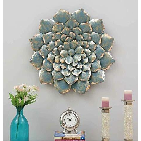 World Decor Dahila Flower Wall Decor (Grey, 24 * 02 * 24 In)