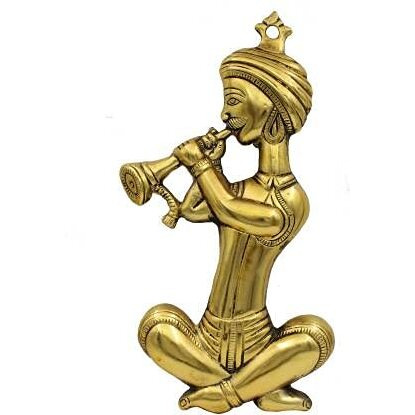 Fashion Bizz Set Of 2 Musicians Metal Wall Hanging Decorative Showpiece - 32 Cm (Metal, Gold)