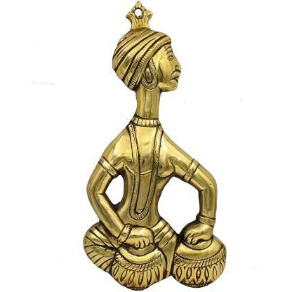 Fashion Bizz Set Of 2 Musicians Metal Wall Hanging Decorative Showpiece - 32 Cm (Metal, Gold)