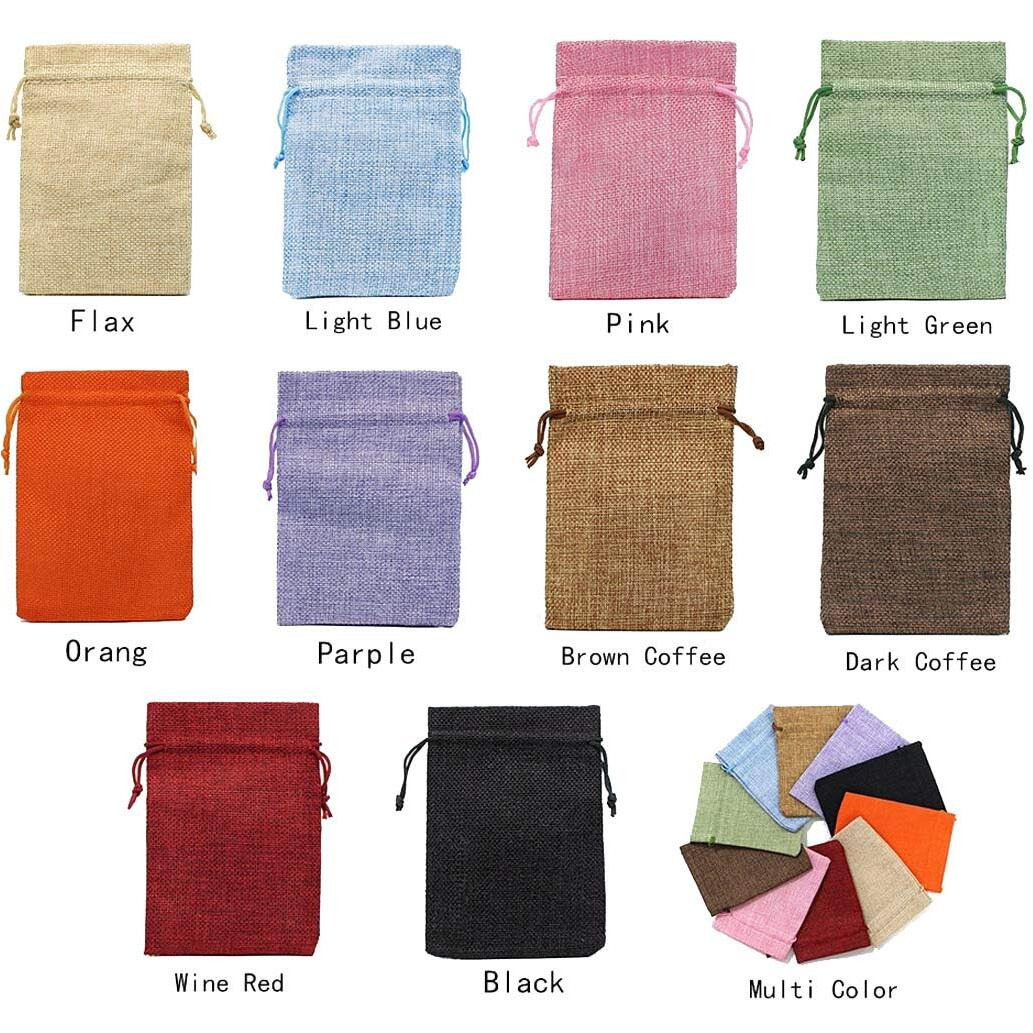 Diy Crafts Size 8X10Cm, Color Brown Coffee-9, 15 Pcs/Lot Drawstring Natural Burlap Bag Jute Gift Bags Multi Size Jewelry Packaging Wedding Ba(Size 8X10Cm, Color Brown Coffee-9)