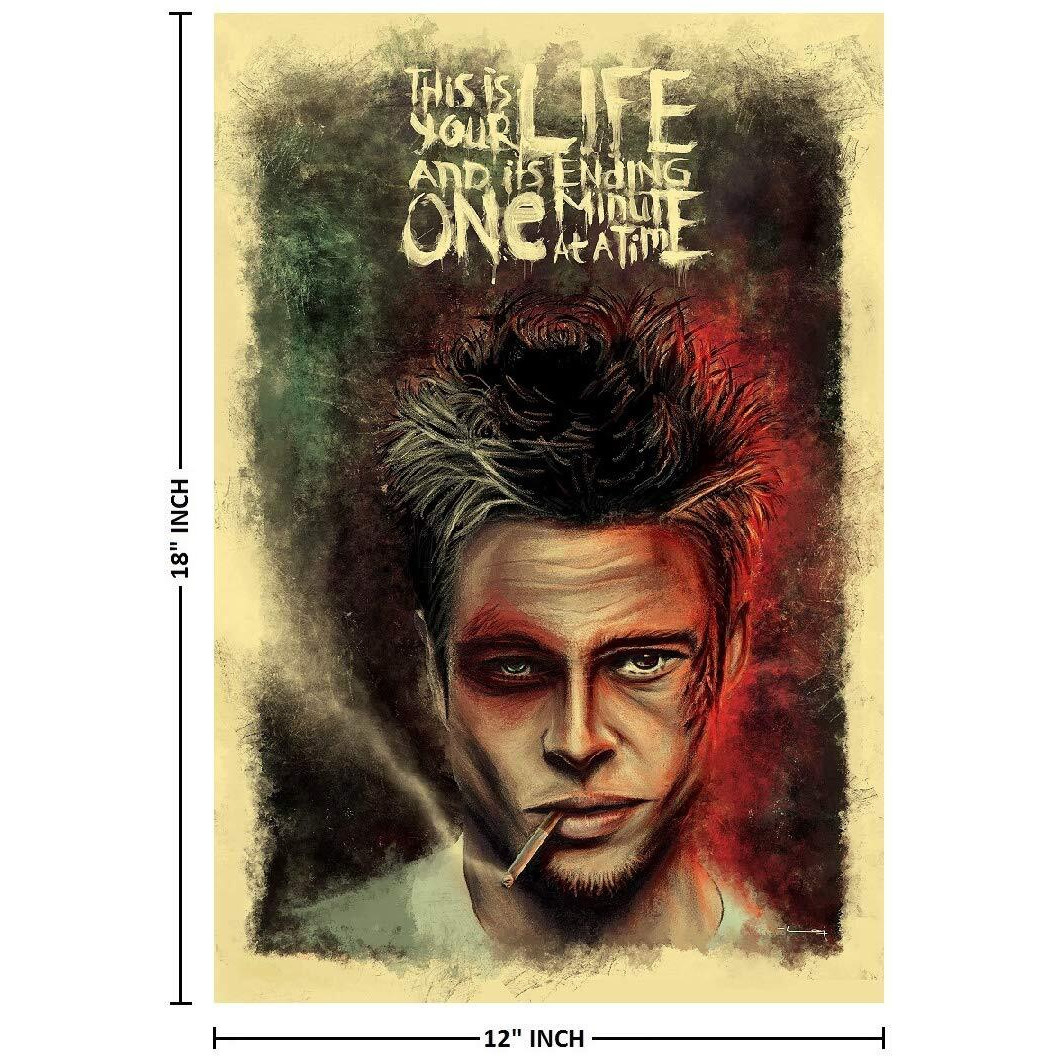 Printnet Fight Club Movie Artwork Poster | Hd Wall Poster For Room Decor (12 X18- Inch, 300Gsm Thick Paper, Gloss Laminated, Rolled In Safety Tube, Multicolour)