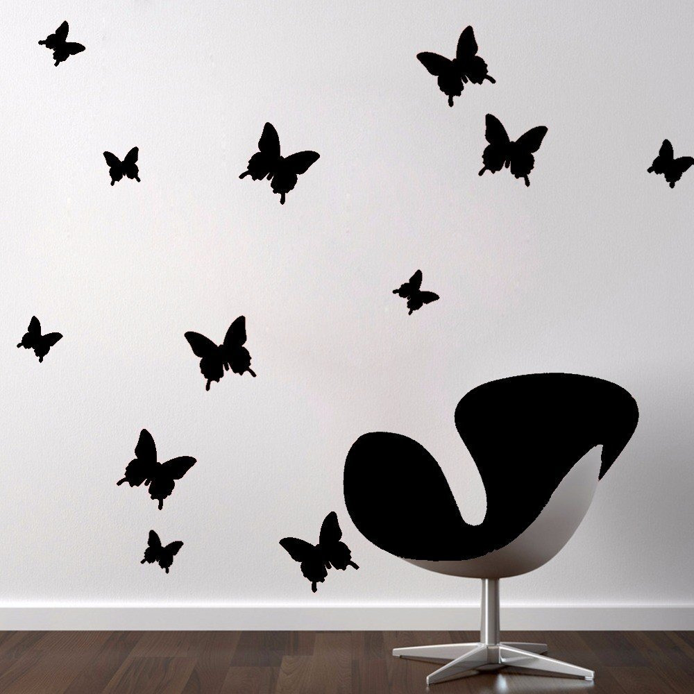 Jaamso Royals Diy 3D Butterfly Wall Sticker Art Decal Pvc Paper Self Adhesive Peel And Stick Wall Sticker For Wall Decor And Home Decor- 12 Pcs (Black)