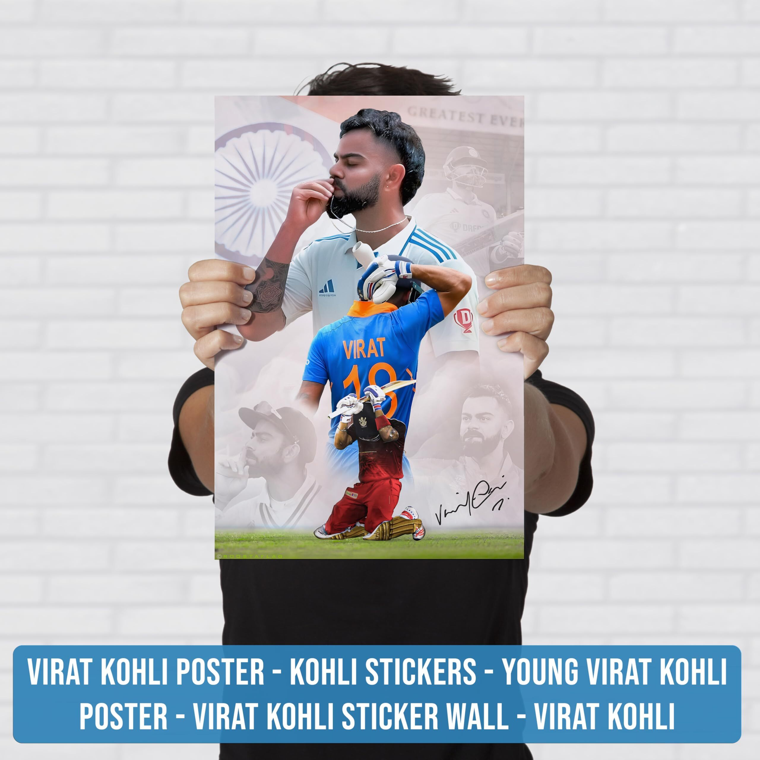 Virat Kohli Poster | Virat Kohli Sticker Poster | Virat Posters For Wall | Virat Kohli Sticker Wall | Virat Posters For Room | Virat Kohli Poster Rcb | Virat Kohli 3D Poster