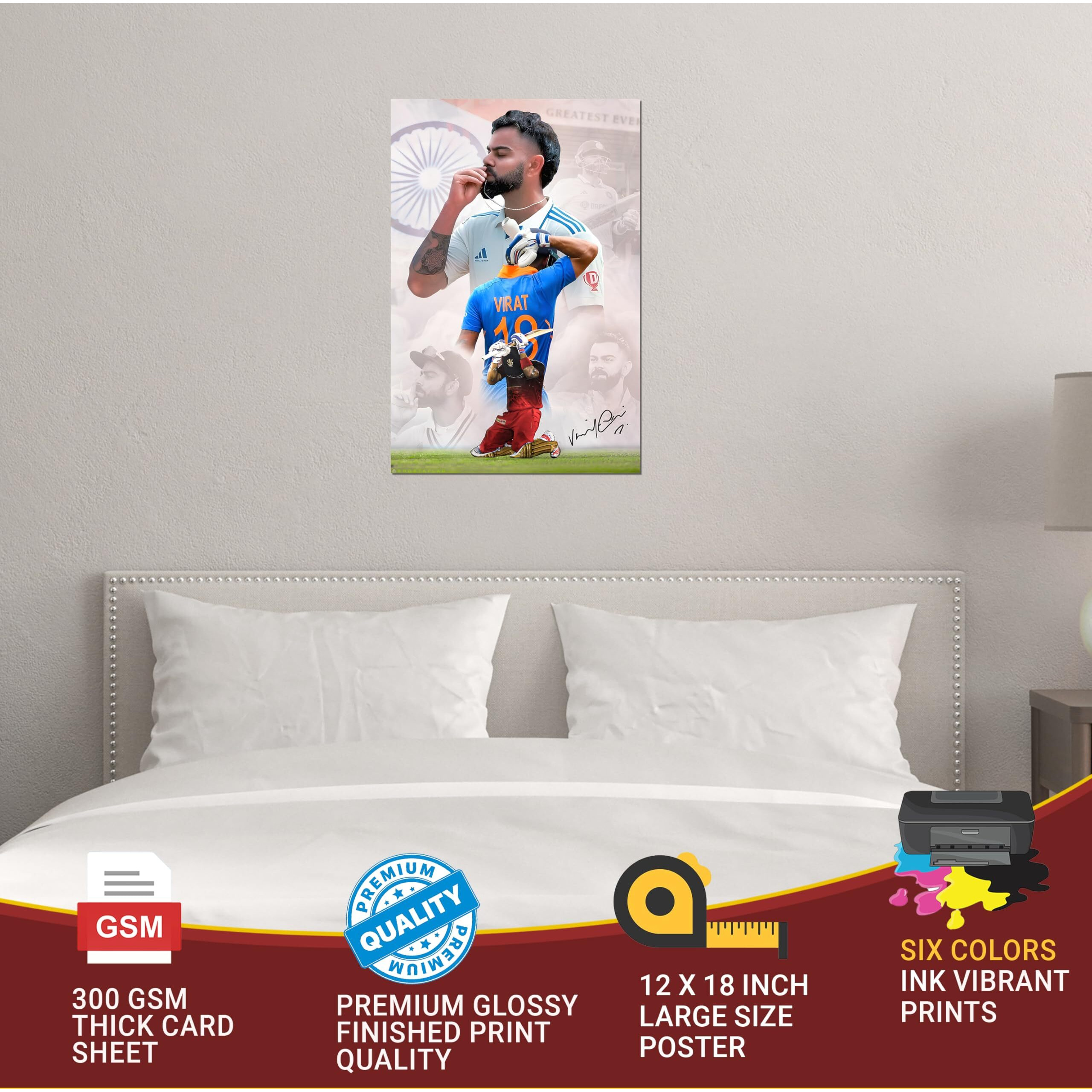 Virat Kohli Poster | Virat Kohli Sticker Poster | Virat Posters For Wall | Virat Kohli Sticker Wall | Virat Posters For Room | Virat Kohli Poster Rcb | Virat Kohli 3D Poster