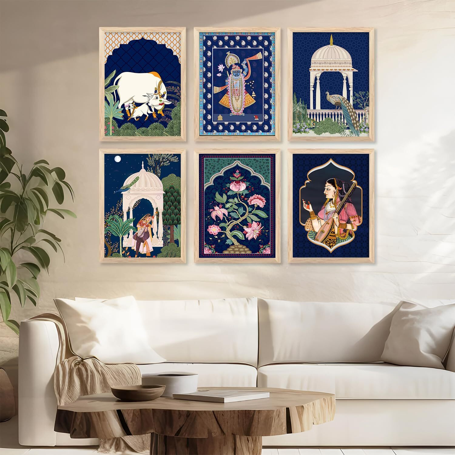 Artifly Decor Engineered Wood - Pichwai Art Framed Wall Painting For Living Room Bedroom Office Room Decor - Premium Digital Pichwai Art Paintings With Frame For Home Decor&Wall Decor(B,13X17 Inch)