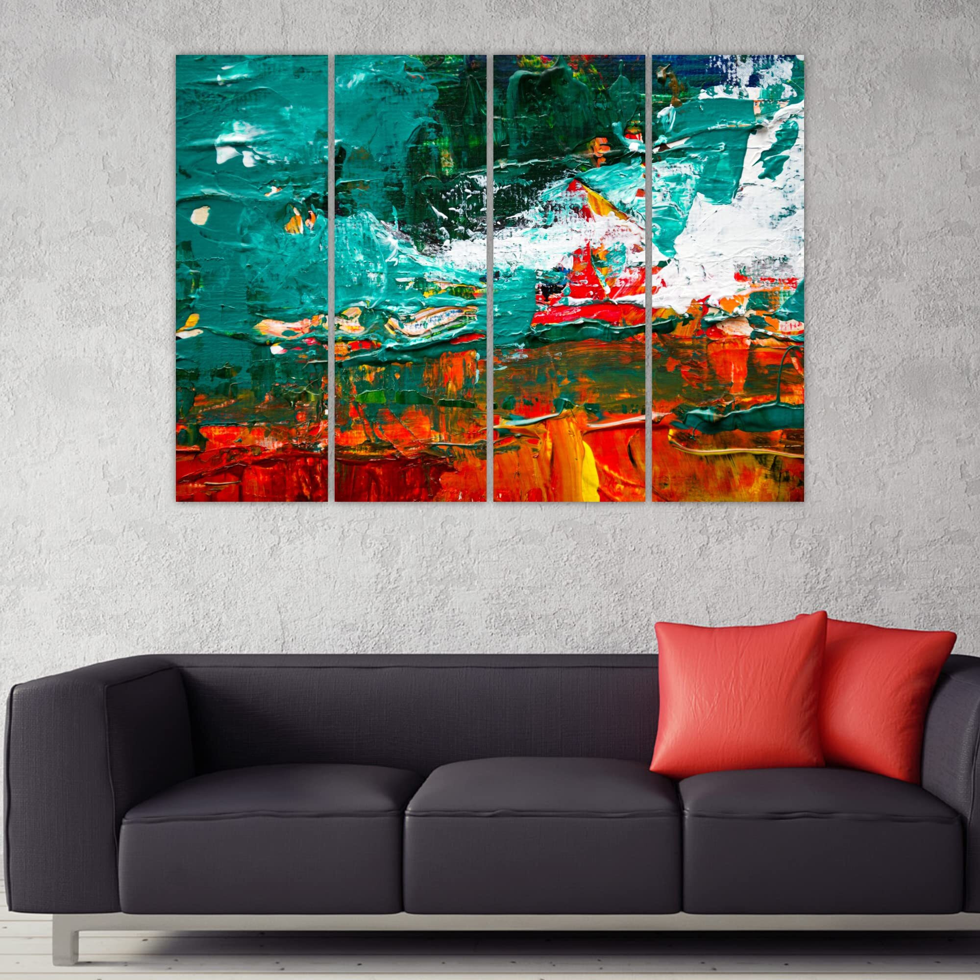 Inephos Modern Abstract Multiple Frames Wall Painting For Living Room Bedroom Office Hotels, Etc. (Multicolor, Wooden, 33 X 24 Inches, Set Of 4, 60_0002)