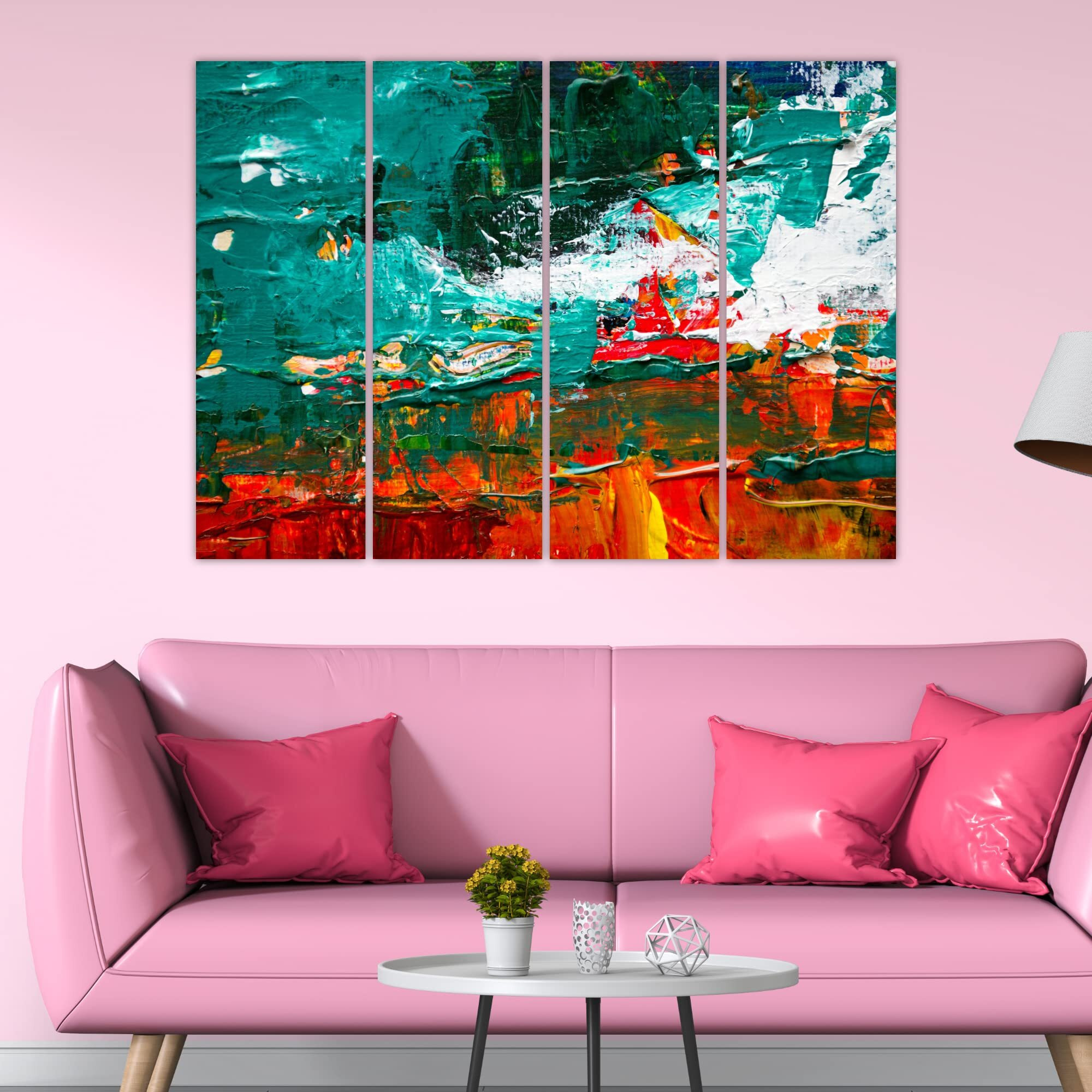 Inephos Modern Abstract Multiple Frames Wall Painting For Living Room Bedroom Office Hotels, Etc. (Multicolor, Wooden, 33 X 24 Inches, Set Of 4, 60_0002)