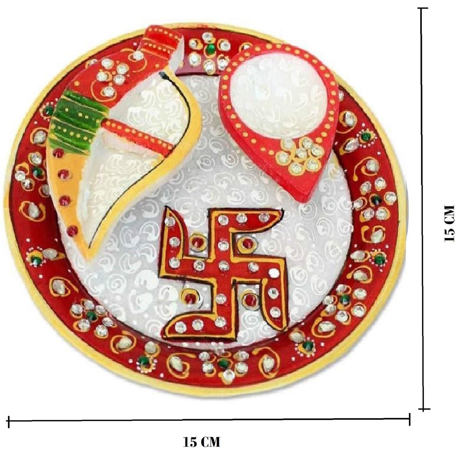 Craftam Rakhi Gifts For Brother Combo Set- Marble Pooja Thali, Raksha Bandhan Greeting, Roli Rice Pack And 4 Rakhi (For Bhaiya, Bhabi And 2 Kids)