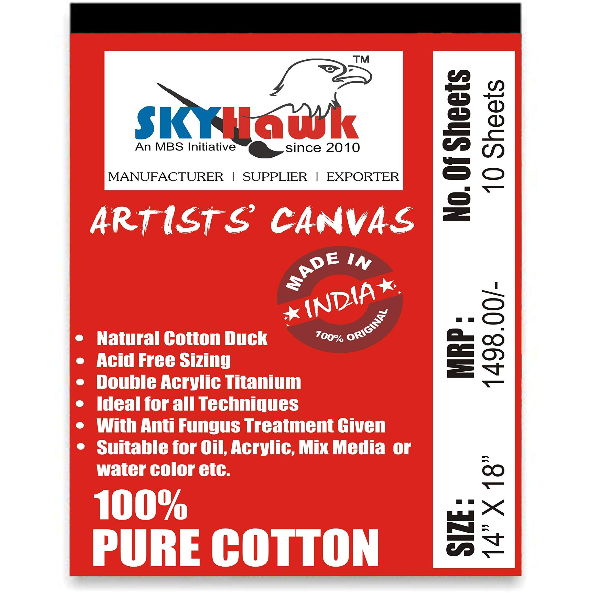 Skyhawk Cotton Canvas Painting Pad (10 Sheets)(14 X 18 Inches)