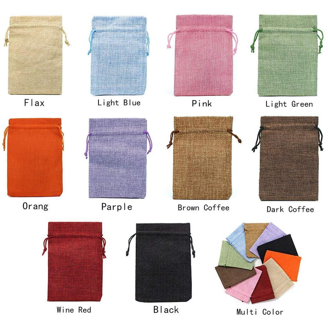 Diy Crafts Size 8X10Cm, Color Pink-5, 15 Pcs/Lot Drawstring Natural Burlap Bag Jute Gift Bags Multi Size Jewelry Packaging Wedding Bags With (Size 8X10Cm, Color Pink-5)
