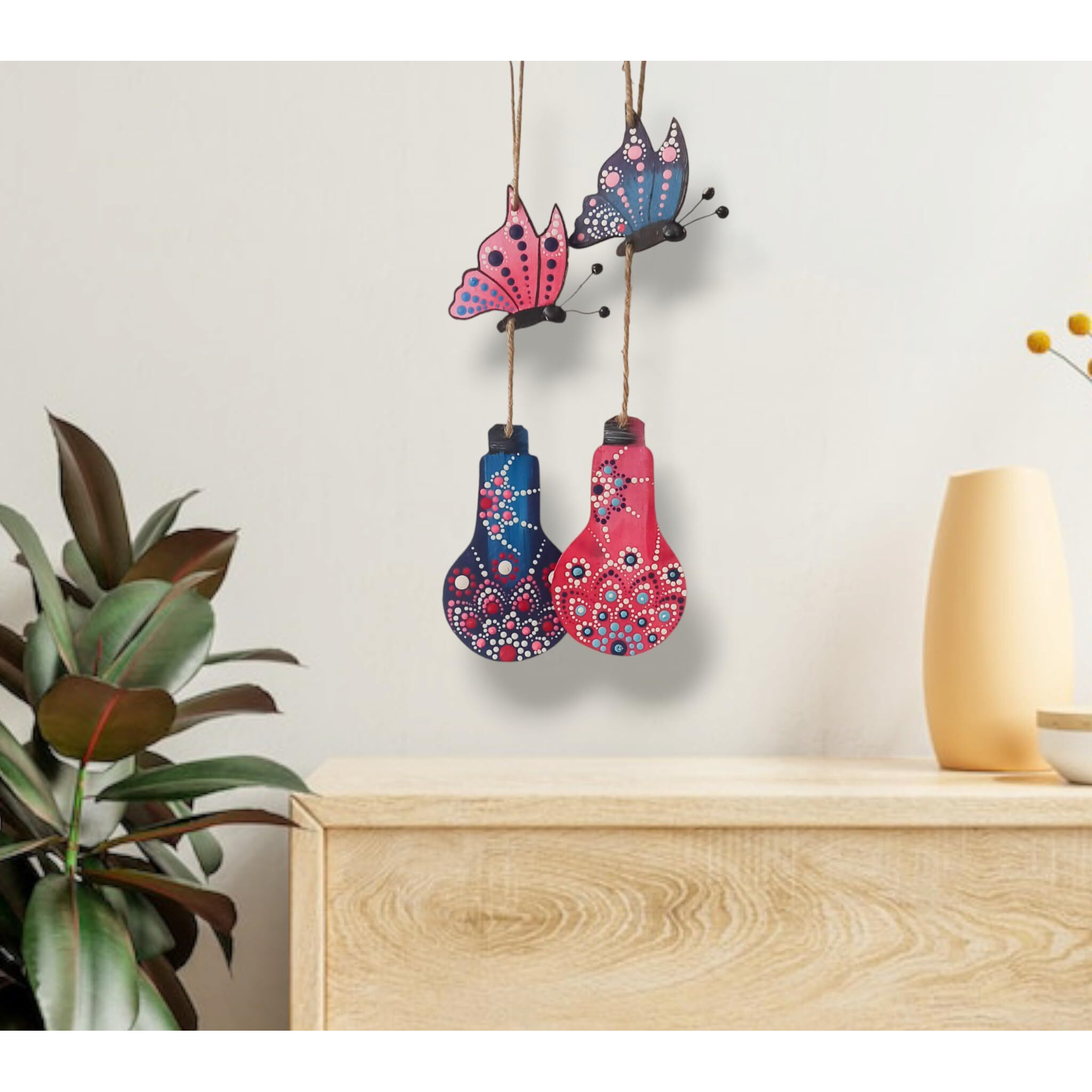 Aaryaovation Wooden Handicraft Decorative Wall Hanging (Set Of 2).