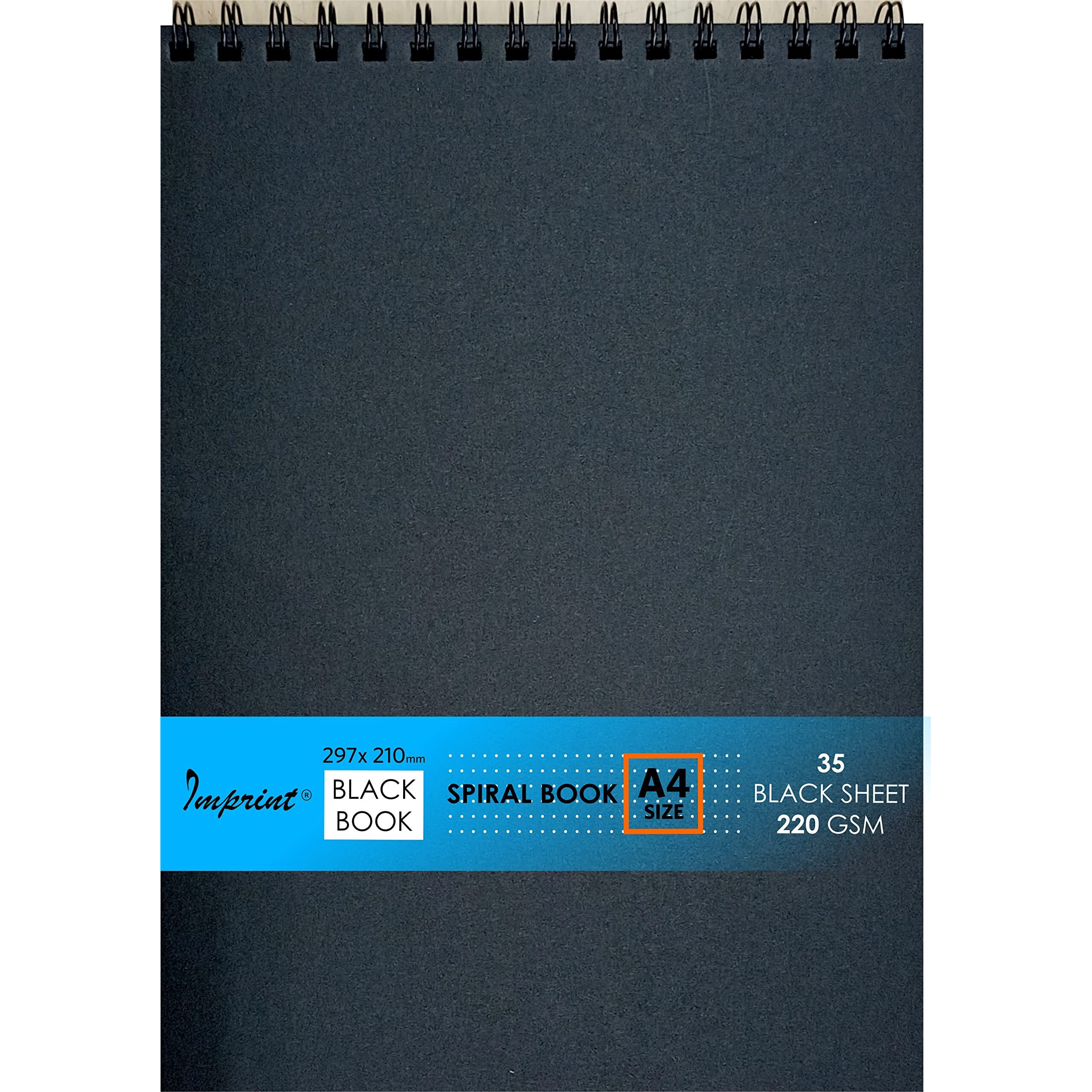 Imprint A4 Black Scrapbook, Sketch Book With Thick Sheets, Spiral Bound, 35 Sheets, Pack Of 1