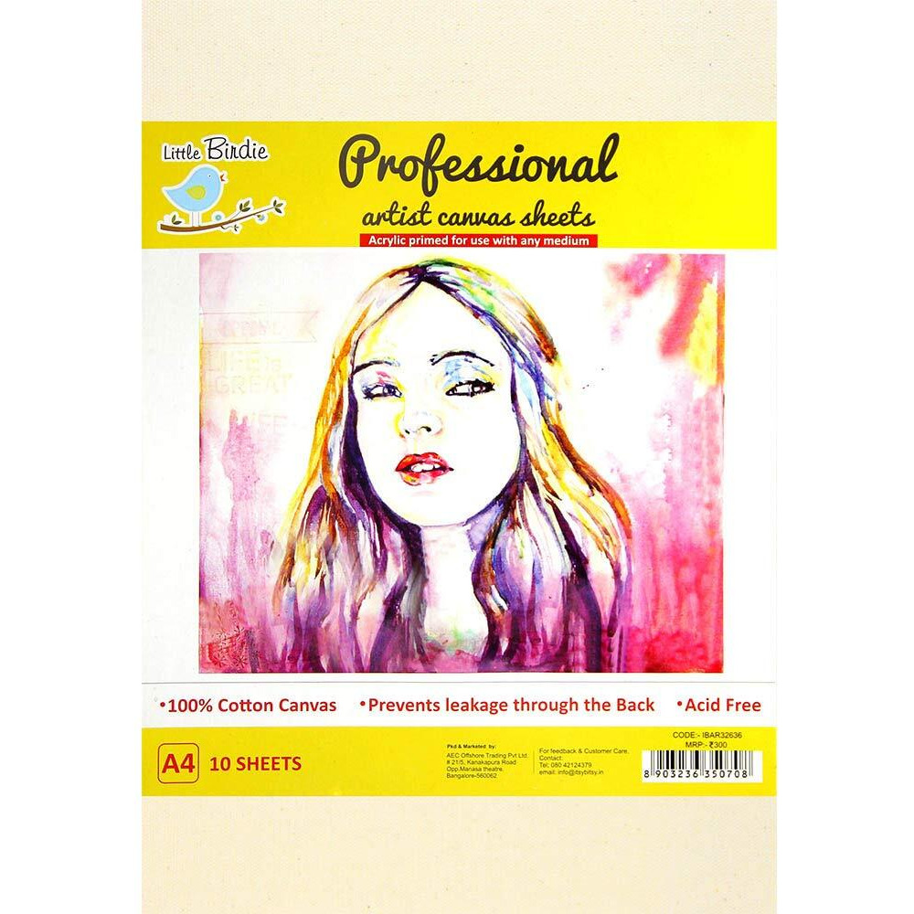 Little Birdie Professional Artist Canvas Sheets A4 Size 10 Sheets