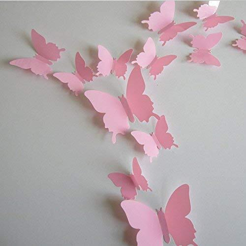 Jaamso Royals Light Pink 3D Butterflies' Wall Sticker For Hall Living Room Bed Room Wall Decor Home Decor Combo Pack Of 12 Piece (13 Cm X 15 Cm, 3D Butterflies Craft)