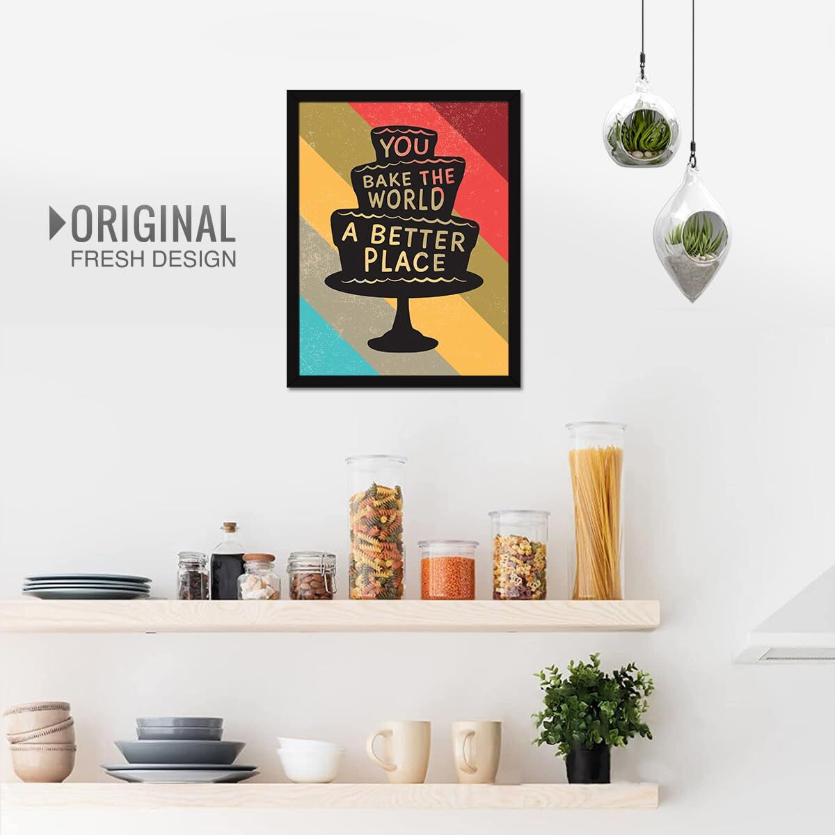 Chaka Chaundh - Dining Wall Frame - Family Eats Together Quotes - Quotes Frame For Dining, Area, Room & Hall - (14 X 11 Inches) (You Bake The World)