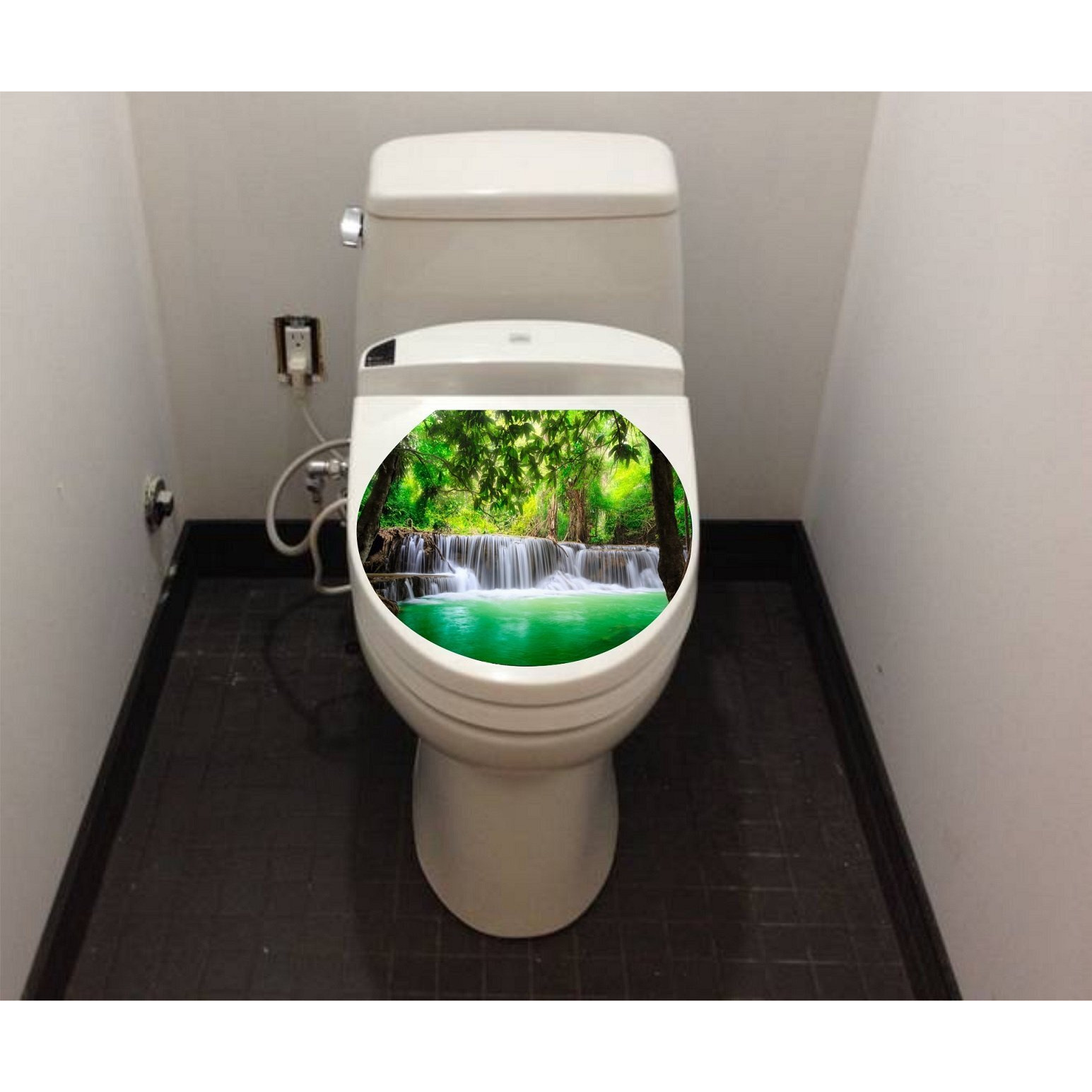 Asmi Collections Restroom Toilet Seat Beautiful Waterfall Wall Stickers