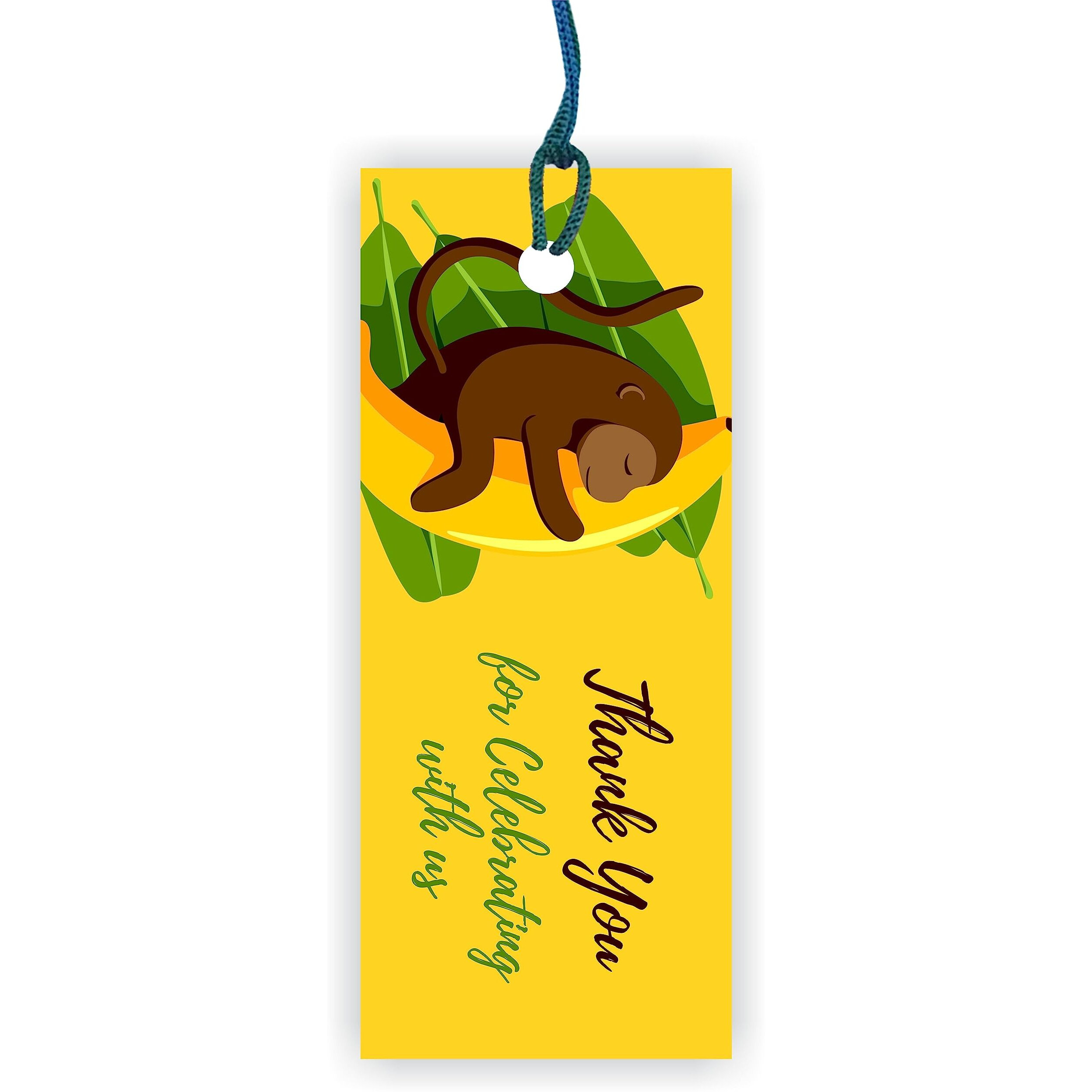 Townbus Small Thank You For Celebrating With Us Hang Tags With Pre-Cut Unique Multi Colour String For Party & Celebration | Return Gift Printed Tags With Colour Rope | Thread | D5-120 Nos
