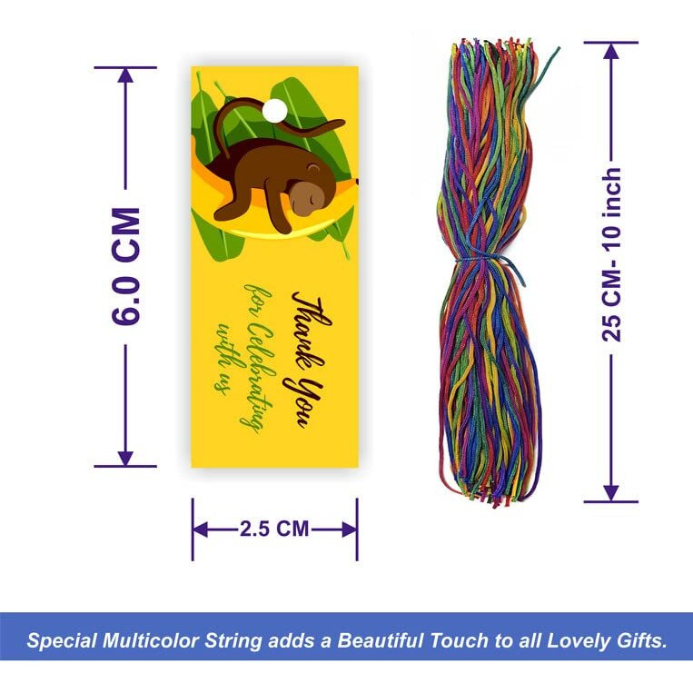 Townbus Small Thank You For Celebrating With Us Hang Tags With Pre-Cut Unique Multi Colour String For Party & Celebration | Return Gift Printed Tags With Colour Rope | Thread | D5-120 Nos