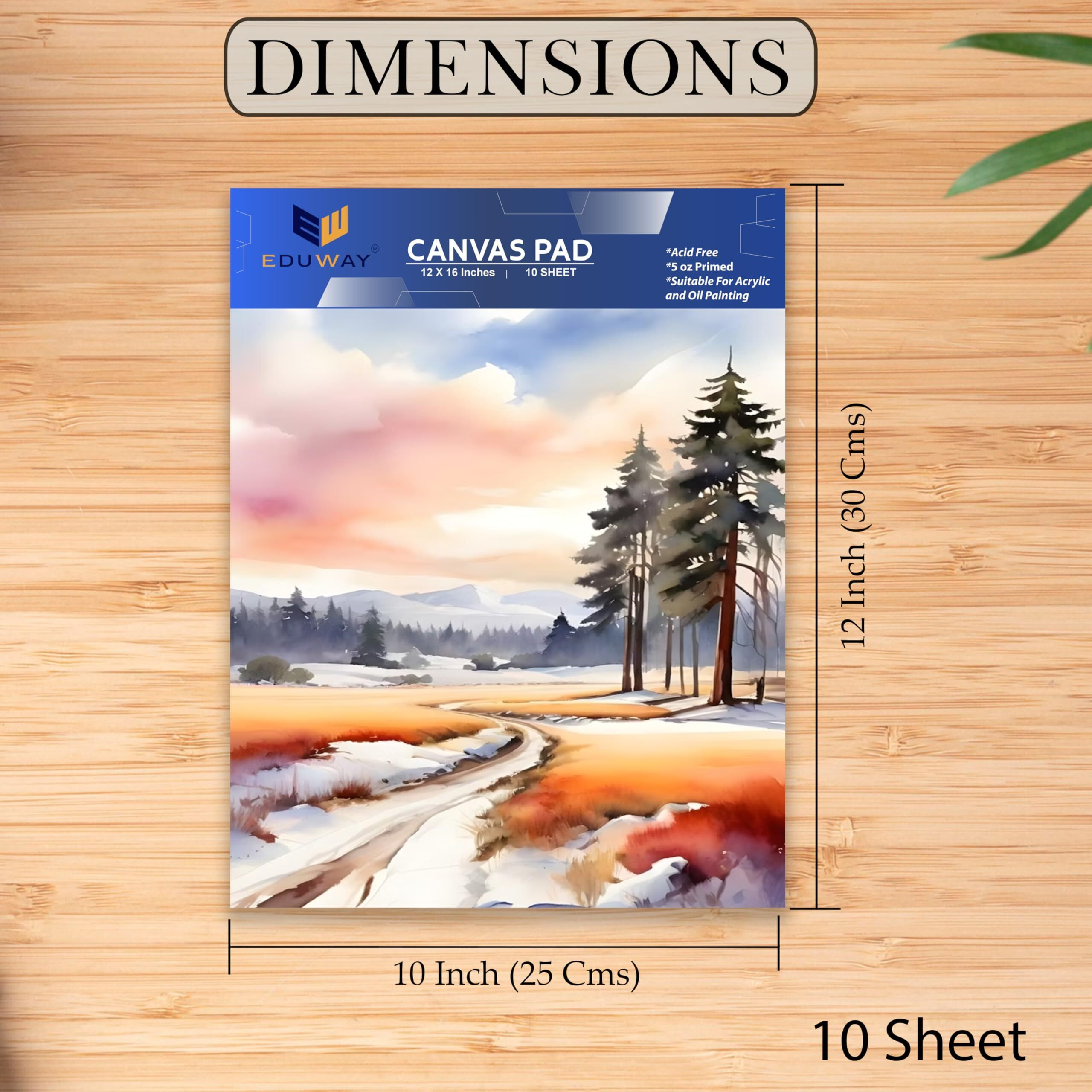 Eduway Premium Cotton Canvas Pad (12X10 Inch) | For Acrylic, Oil Painting, Drawing, Sketch & Wet Art Media | Ideal For Hobby Artist, Professional & Beginner | Acid Free, Durable 10 Sheet, Pack 1,White