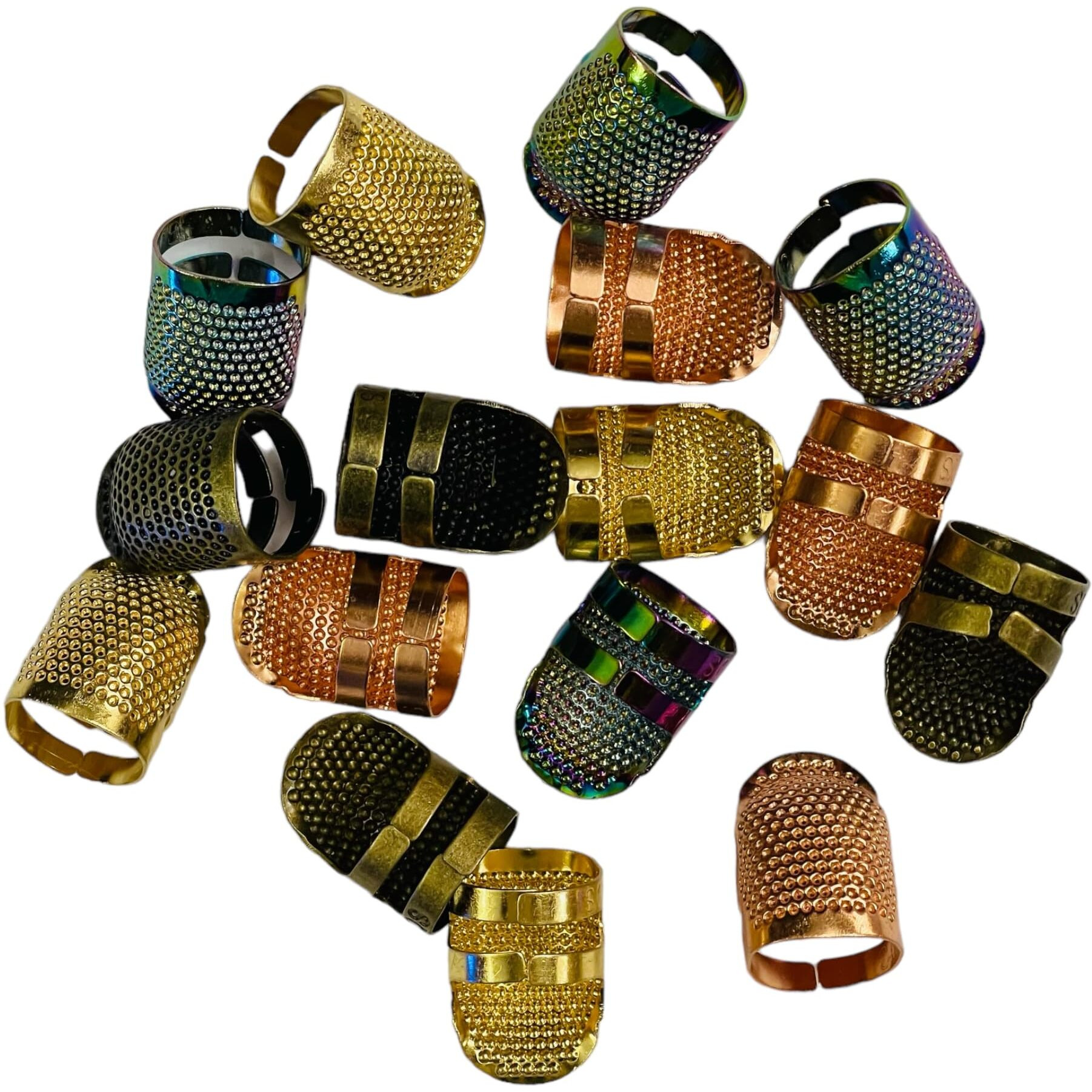 Sahaya Pack Of 12 Adjustable Finger Protector Thimble (4 Different Types) For Sewing Embroidery Needlework
