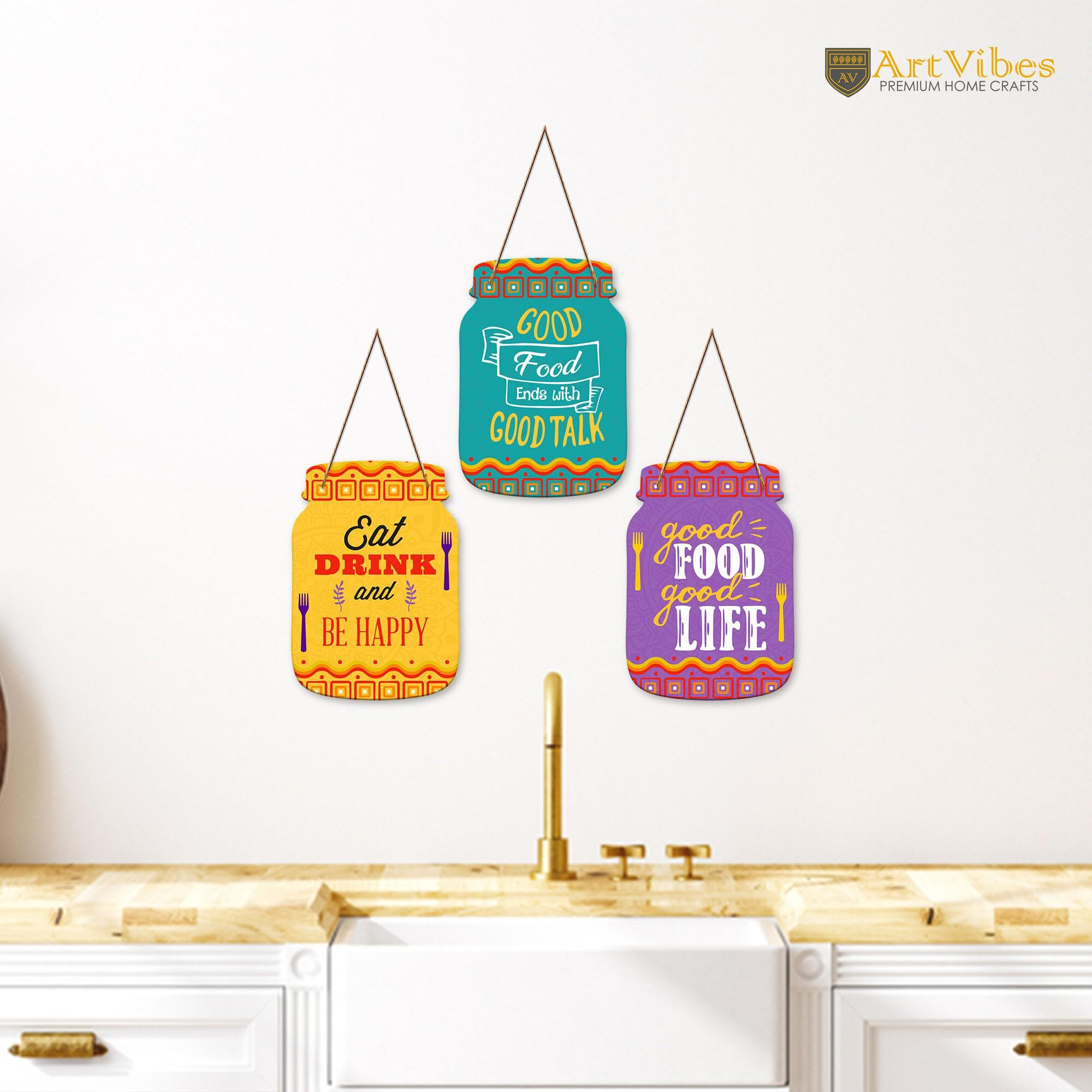 Artvibes Good Food Good Life Quotes Wall Hanger For Home Decor | Gifts | Wall Art | Decoration Wooden Hanging Items | Kitchen Wood Design | Quotes Decor Items | Decorative Artworks (Wh_8909Nn)