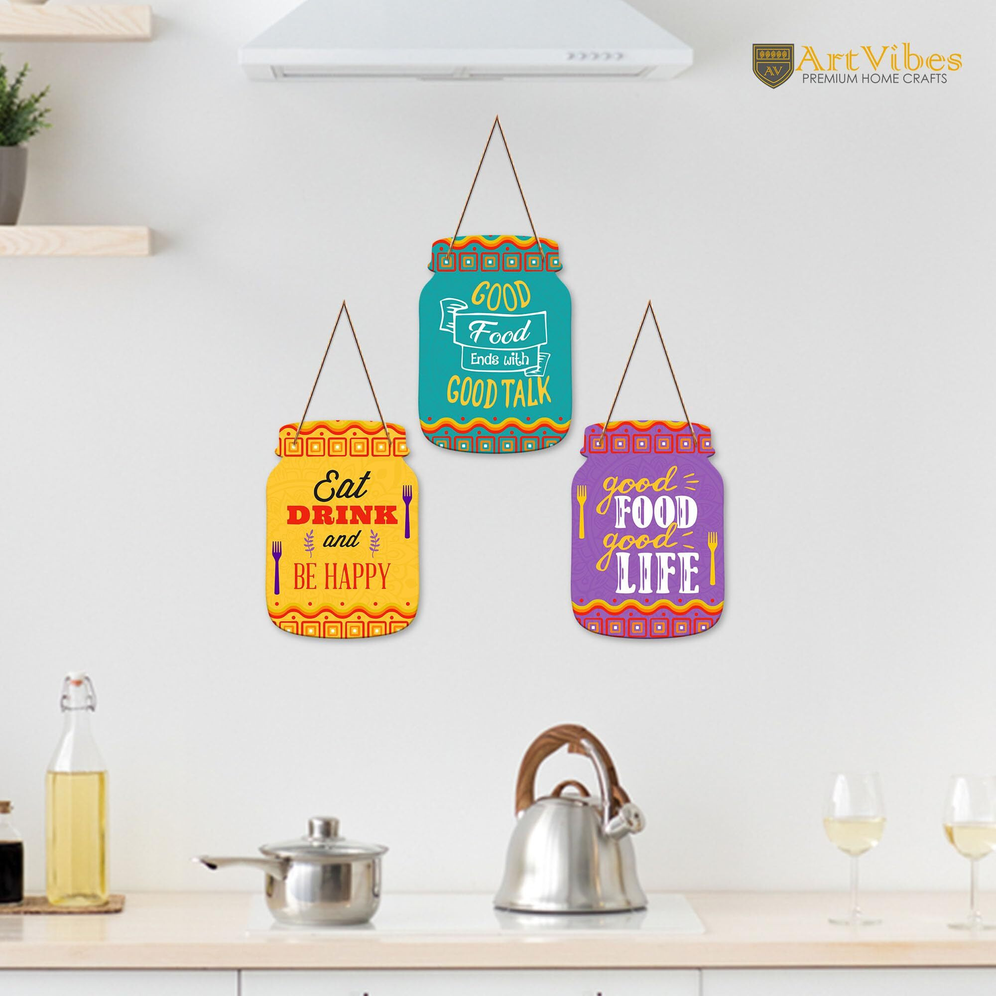 Artvibes Good Food Good Life Quotes Wall Hanger For Home Decor | Gifts | Wall Art | Decoration Wooden Hanging Items | Kitchen Wood Design | Quotes Decor Items | Decorative Artworks (Wh_8909Nn)