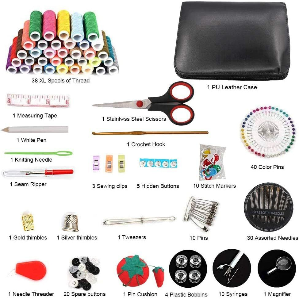 Zevon Mini Travel Sew Kit Beginner Mini Sewing Box Pocket Folding Sewing Kit, With Sewing Needle, Thread, Cutton, Pin, Scissors, Clip, Needle Threader - 1 Pc