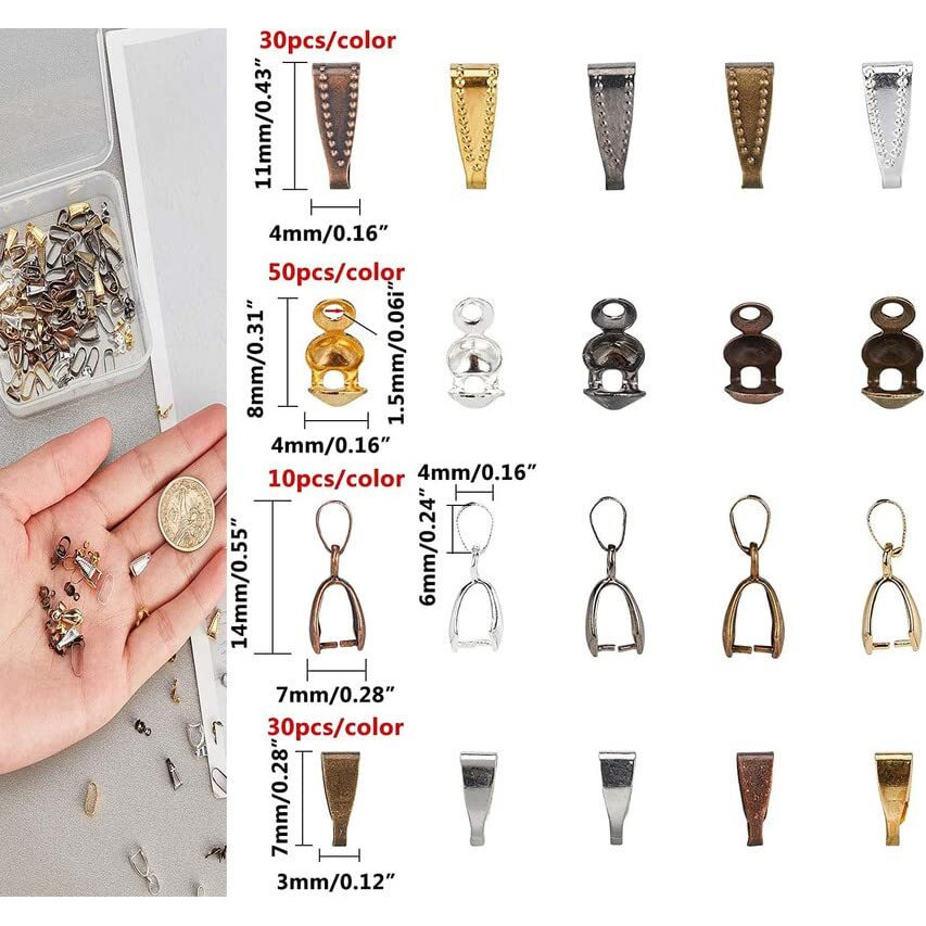 Diy Crafts Combo 175 Grm, Silver, Combo Colors Bead Tips Knot Covers Open Clamshell End Caps Charms Bead Necklace Pendant Connector Find (Combo 175 Grm, Silver)