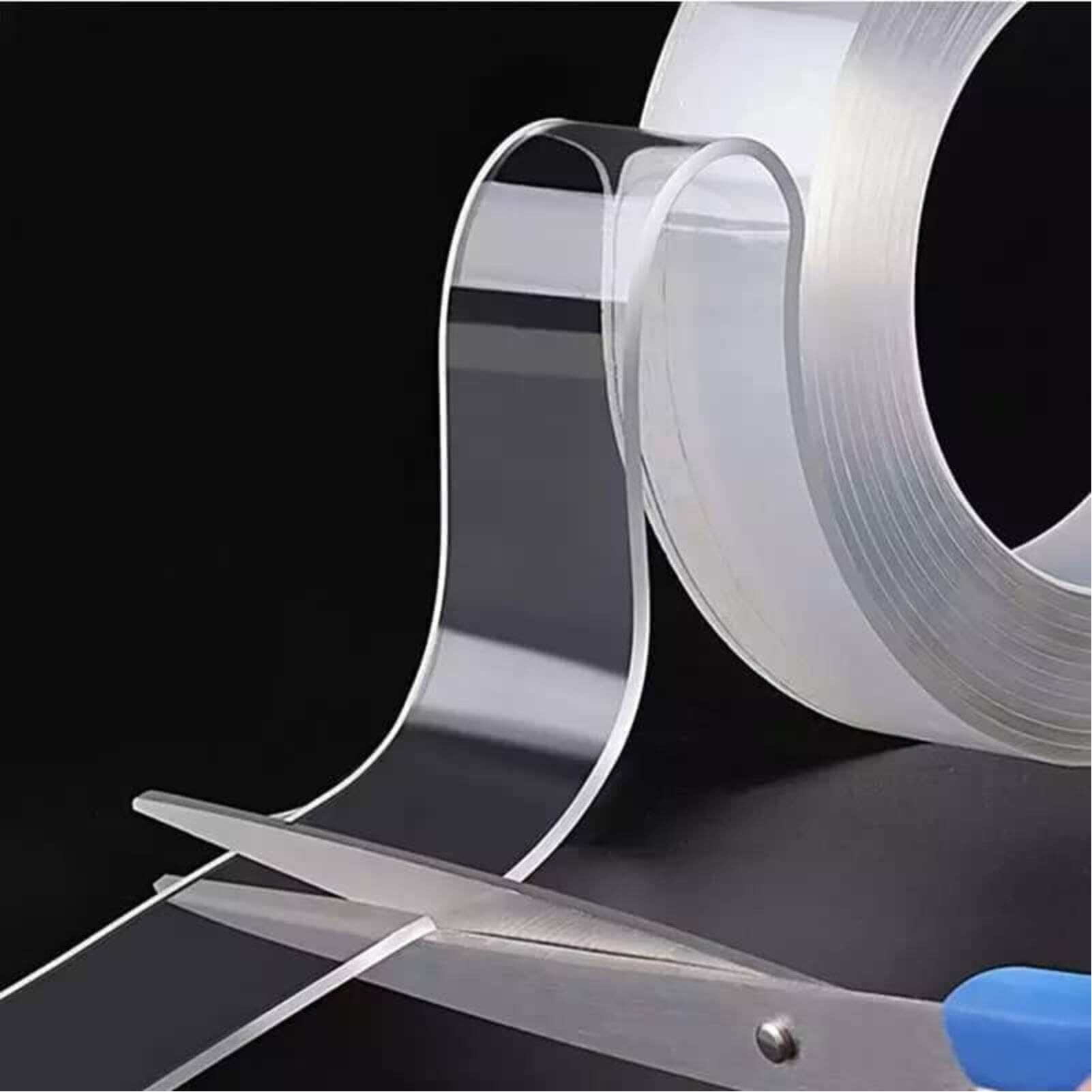 Nasby Double Sided Heavy Duty Tape - Adhesive Silicone Tape, Heavy Duty, Heat Resistant, Multi-Functional, Removable, Washable, Reusable Anti-Slip Tape (1 Mm, 3 Meter)(Nano Tape)