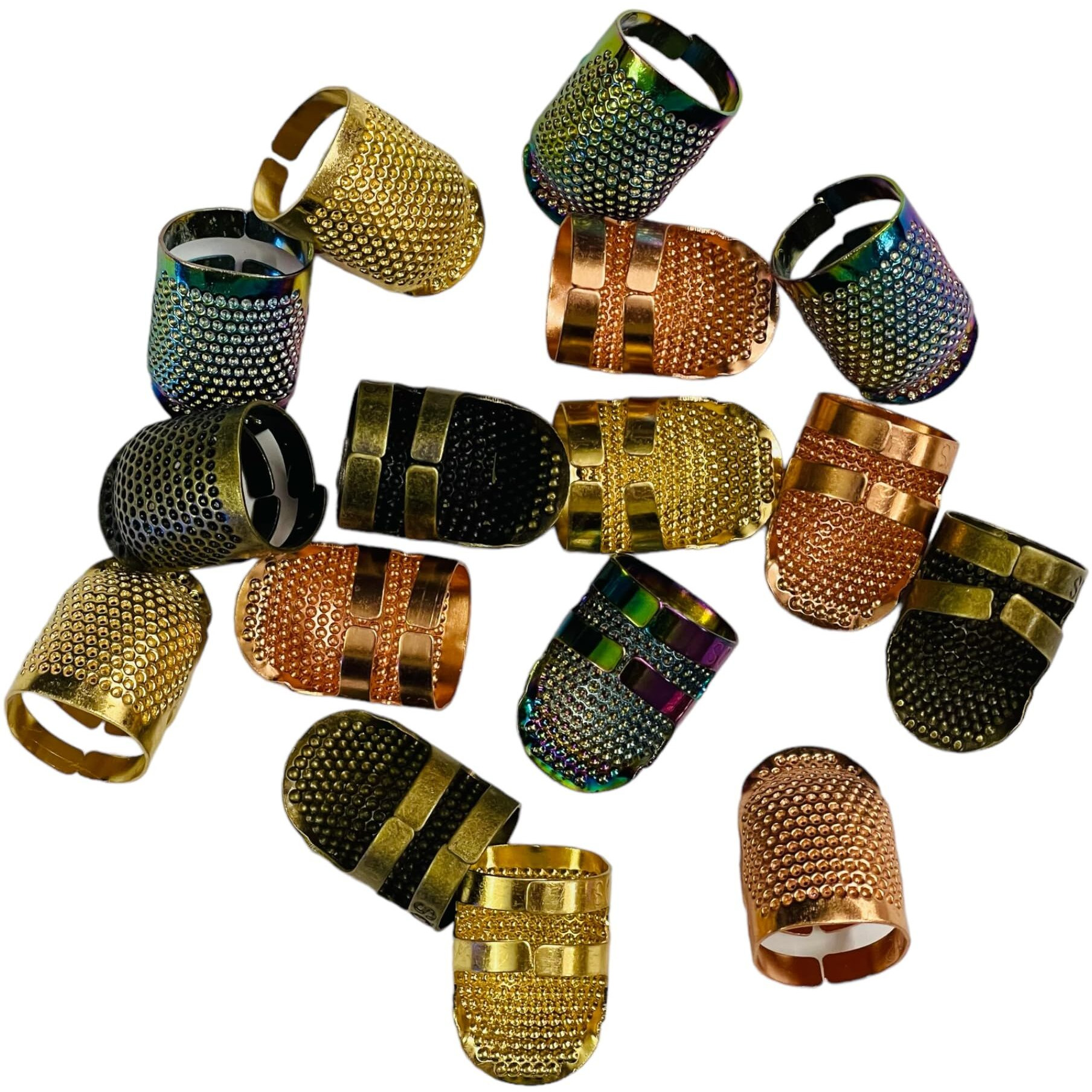 Sahaya Pack Of 16 Adjustable Finger Protector Thimble For Sewing Embroidery Needlework