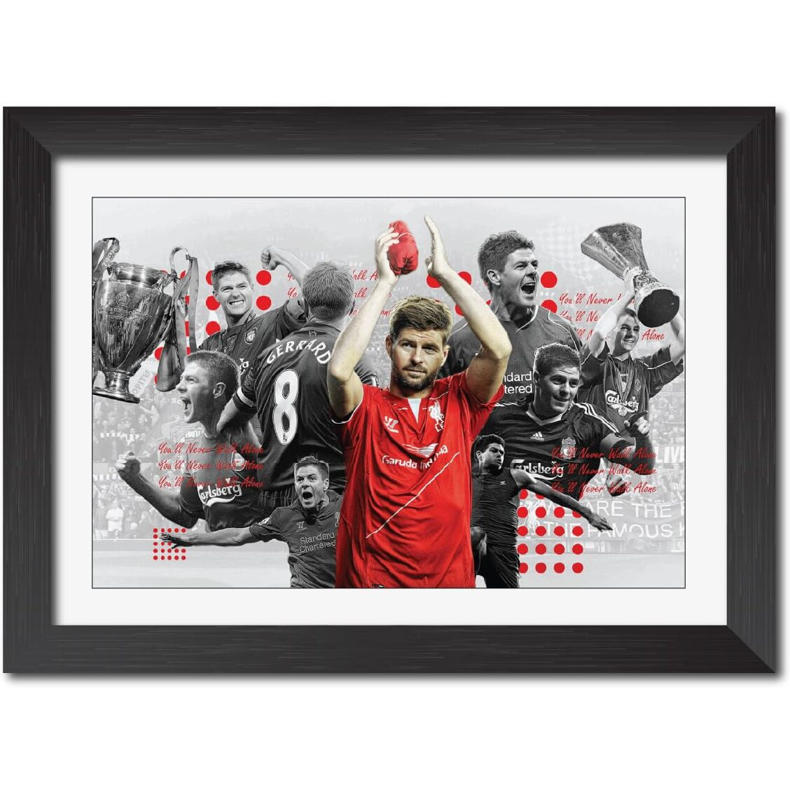 Tenorarts Steven Gerrard Liverpool Fc Laminated Poster Framed Painting With Matt Finish Black Frame (12 Inches X 9Inches)