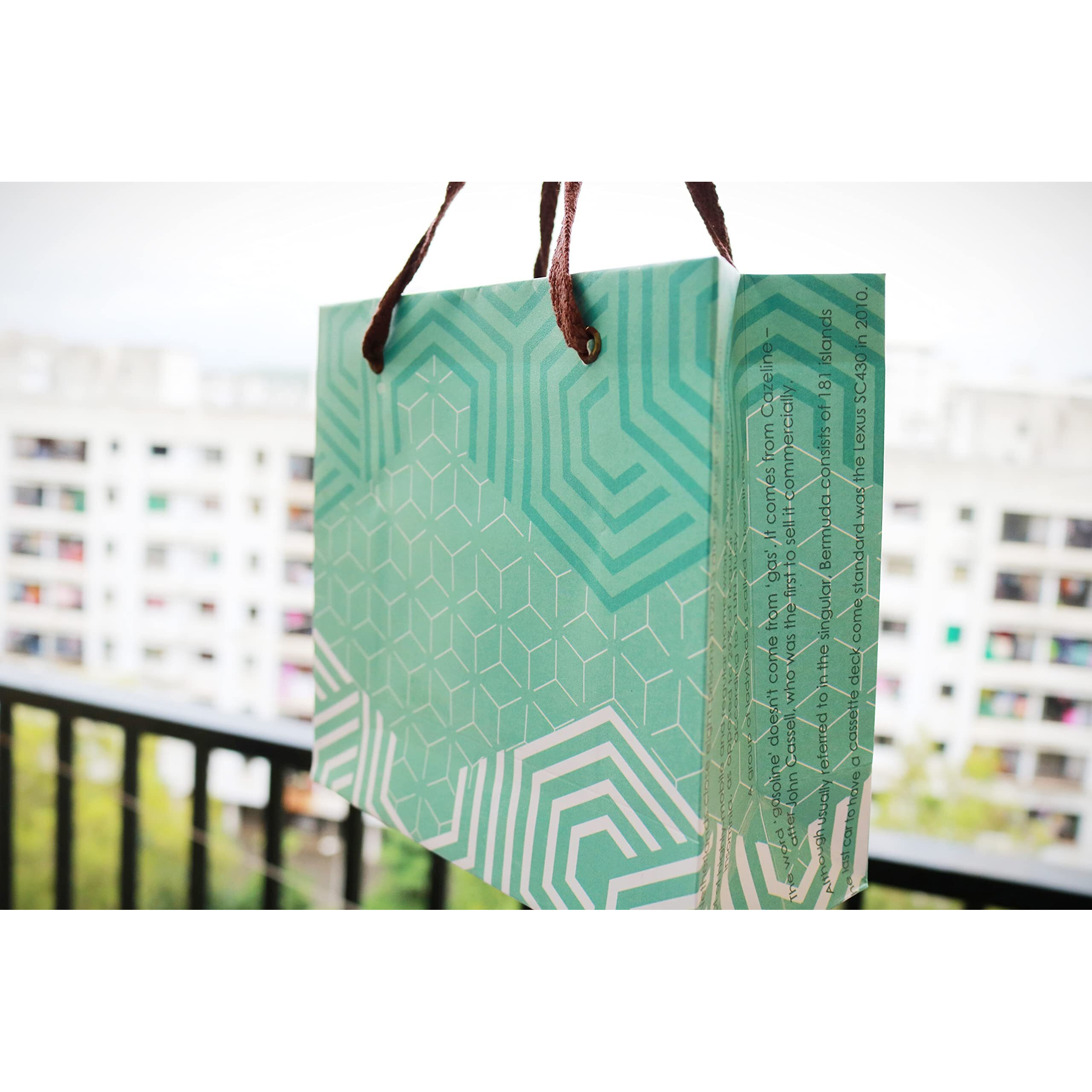 Evince Set Of 12 Small Gift Paper Bags | Geometry Pattern Men Women Adults | Office Gifts Birthday Anniversary Business Gifting Diwali Christmas | Thick Matt Finish | 6" X 6" X 2" Size
