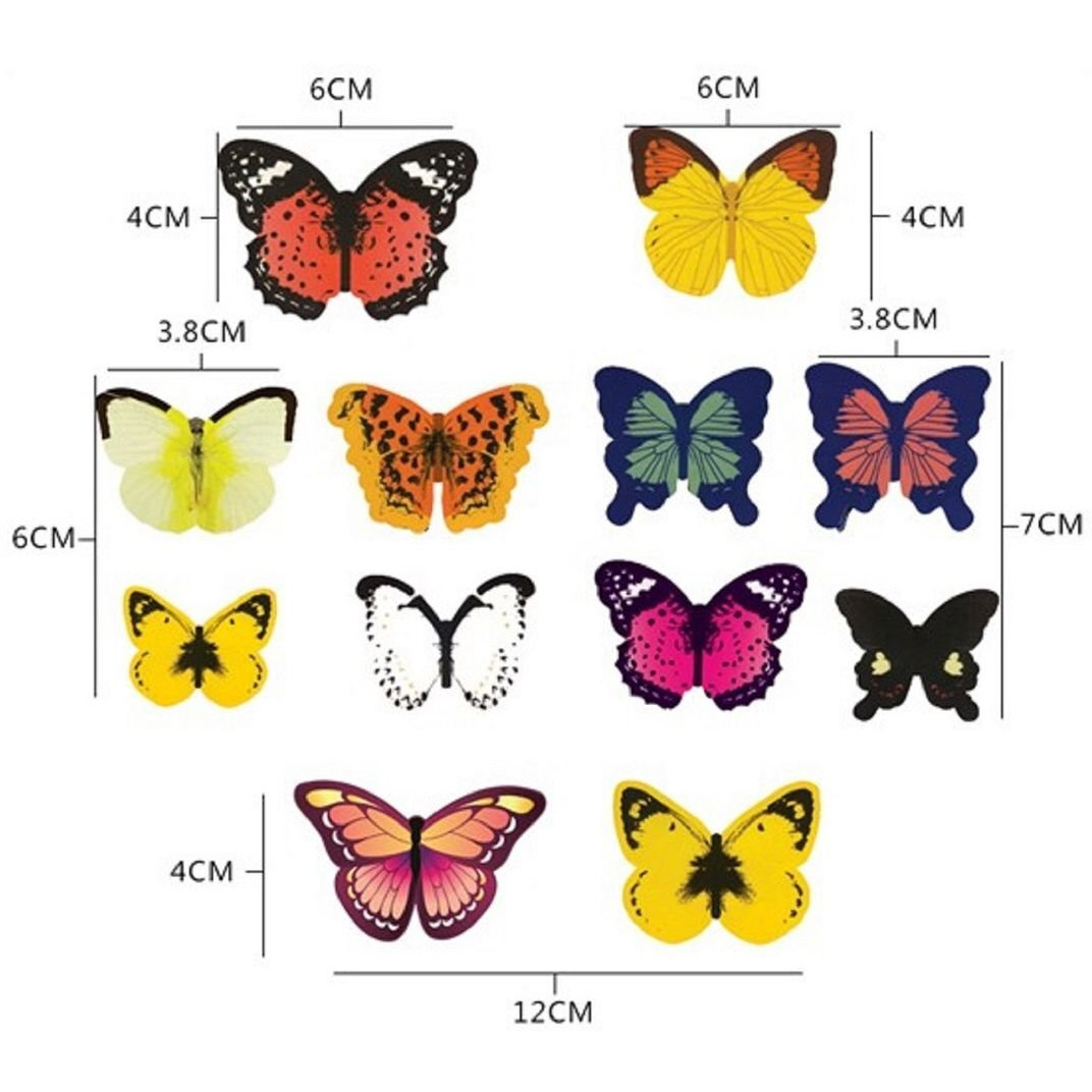 Indian Royals 'Multicolor 3D Butterflies' Stickers For Wall, Decoration Items, Stickers, Wall Decor, Butterflies, 19 Piece (21 Cm X 29.7 Cm)