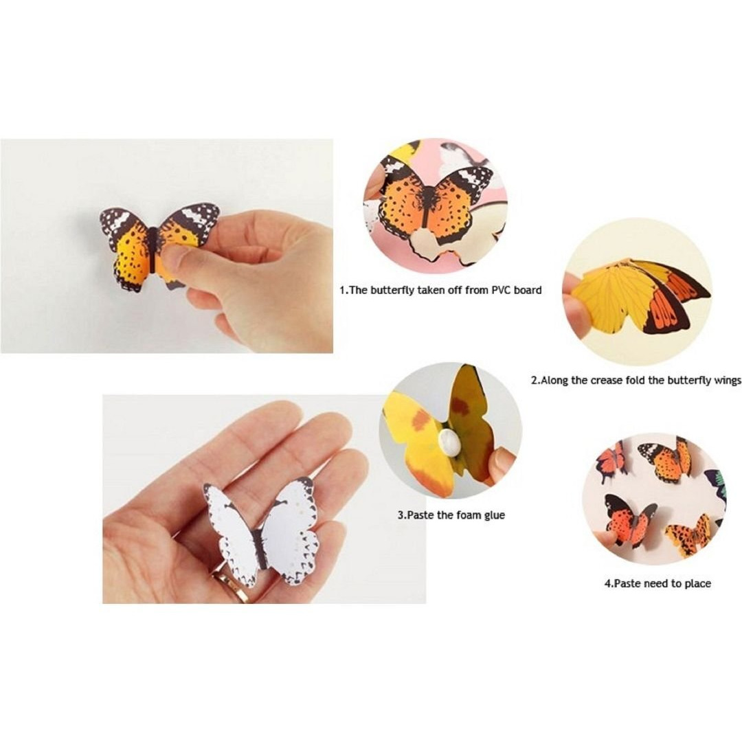 Indian Royals 'Multicolor 3D Butterflies' Stickers For Wall, Decoration Items, Stickers, Wall Decor, Butterflies, 19 Piece (21 Cm X 29.7 Cm)