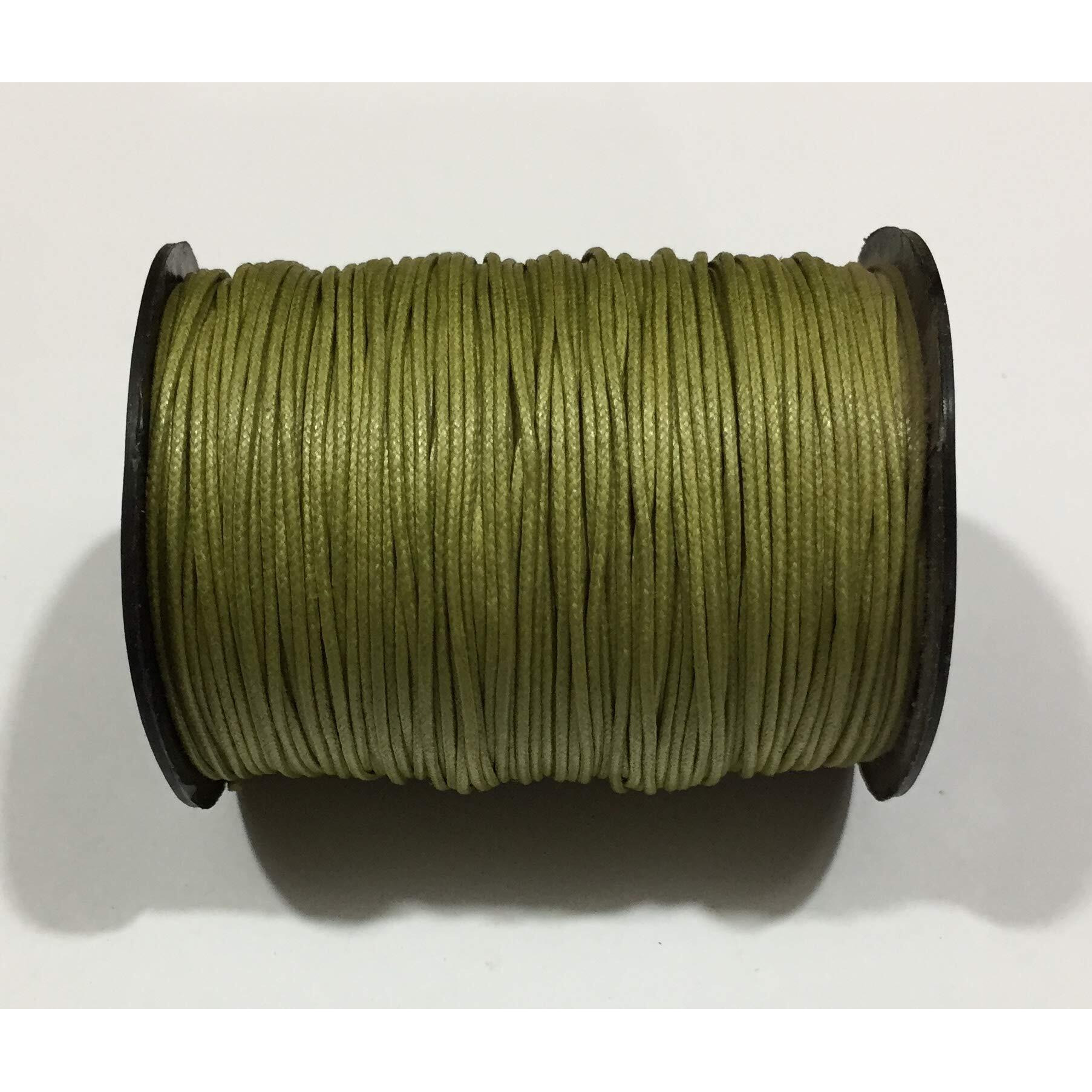 Omx Olive Green Colour Waxed Cotton Braided Cord Wax Polished Macrame Beading Artisan String 100 Mtr Spool (1Pc, 1 Mm)