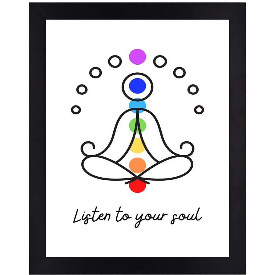 Interio Crafts Framed Poster For Meditation Room, Inspirational Quote Wall Framed Poster, Meditation Poster, Synthetic Wood, 13 X 10 Inches.
